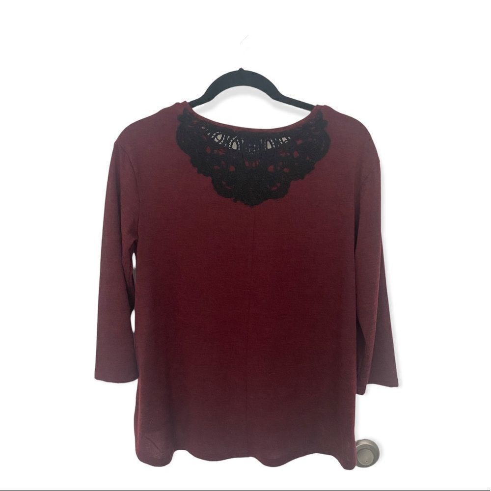 Architect Architect Maroon Blouse with Black Lace Detail | Size MP Size M / US 6-8 / IT 42-44 - 3 Thumbnail