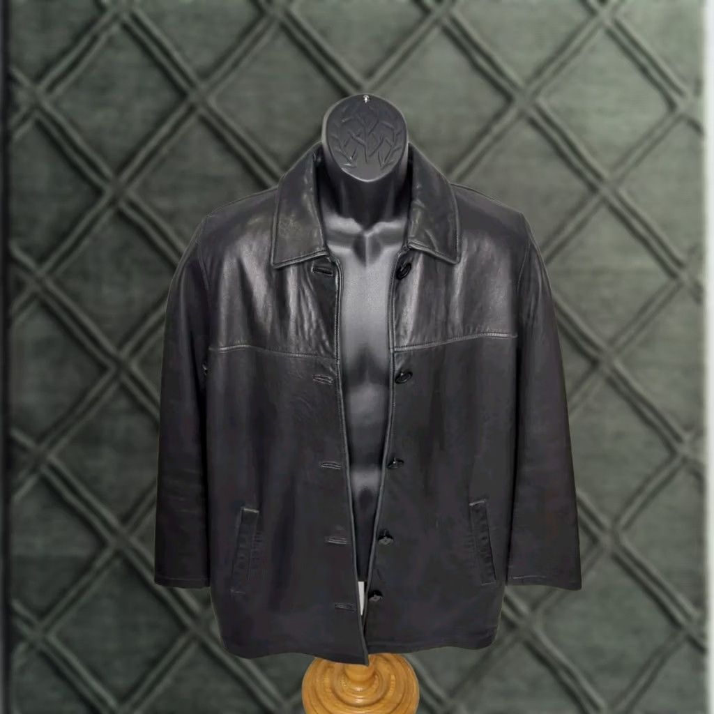 Andrew Marc Andrew Marc Studio Butter Soft Lamb Leather Jacket Mid-Length Overcoat Black Mens Medium Size US M / EU 48-50 / 2 - 1 Thumbnail