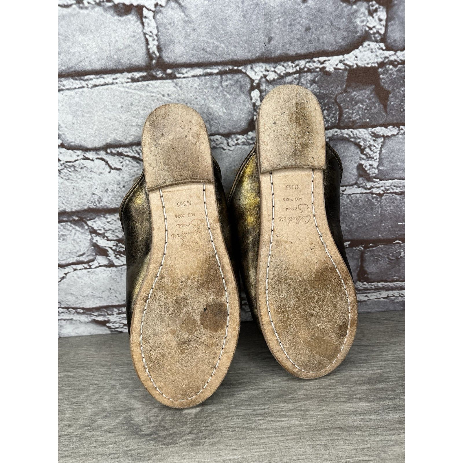 Saba Sabah Baba Big Bend Olive Shearling Bronze Slippers Mules Fl Size US 6 / IT 36 - 15 Thumbnail
