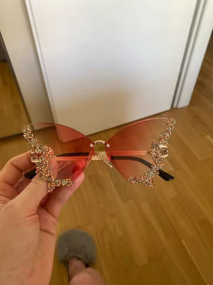 Electric Visual Luxury Aesthetic Butterfly Shades – Hand-Set Rhinestones Size ONE SIZE - 2 Thumbnail