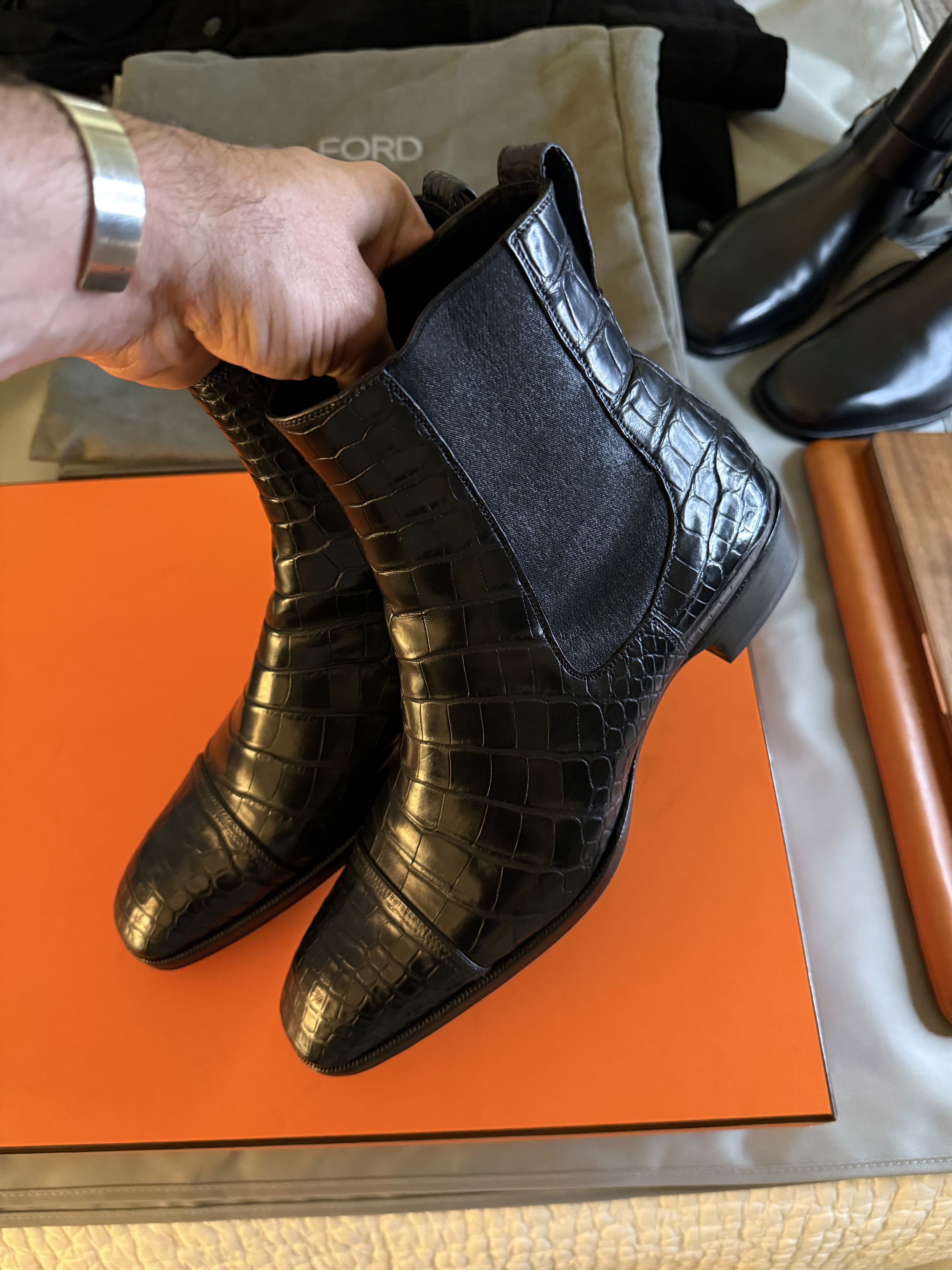 Tom Ford The A-List Ultra-Rare $17,800 w/tax Alligator Chelsea Boots Size US 8.5 / EU 41-42 - 15 Thumbnail