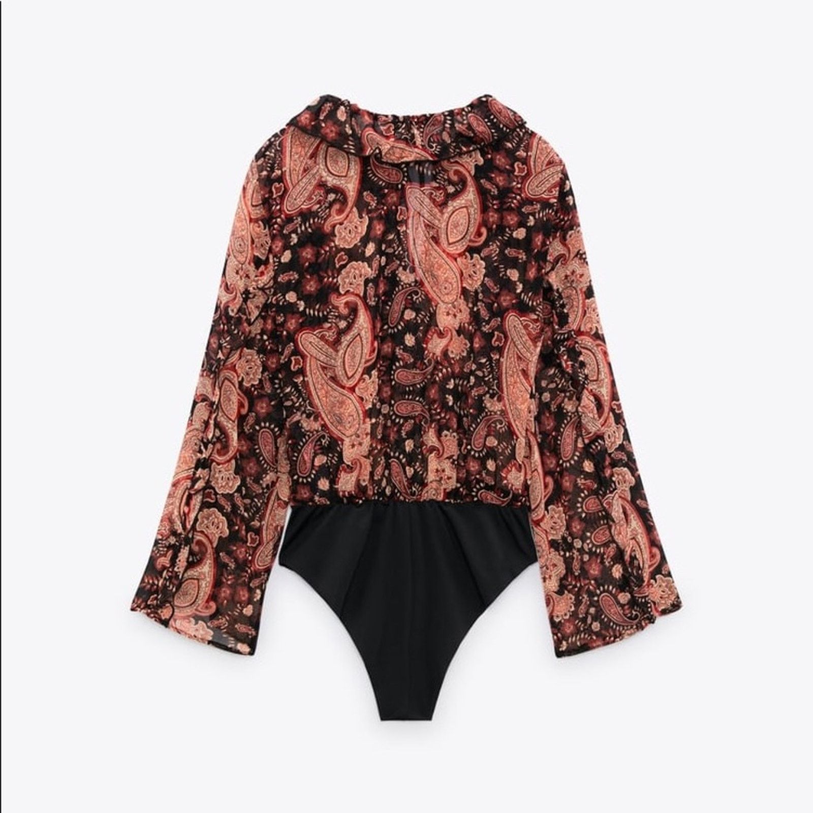 Zara ZARA PRINTED RUFFLED BODYSUIT MULTICOLORED Size M / US 6-8 / IT 42-44 - 7 Thumbnail