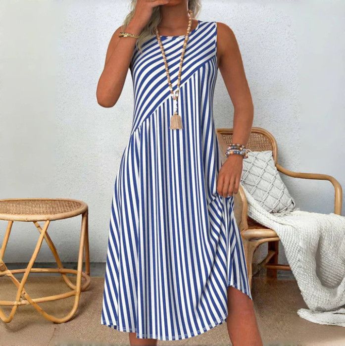 Other Summer Blue And White Striped Casual Loose Dress Size S / US 4 / IT 40 - 1 Thumbnail