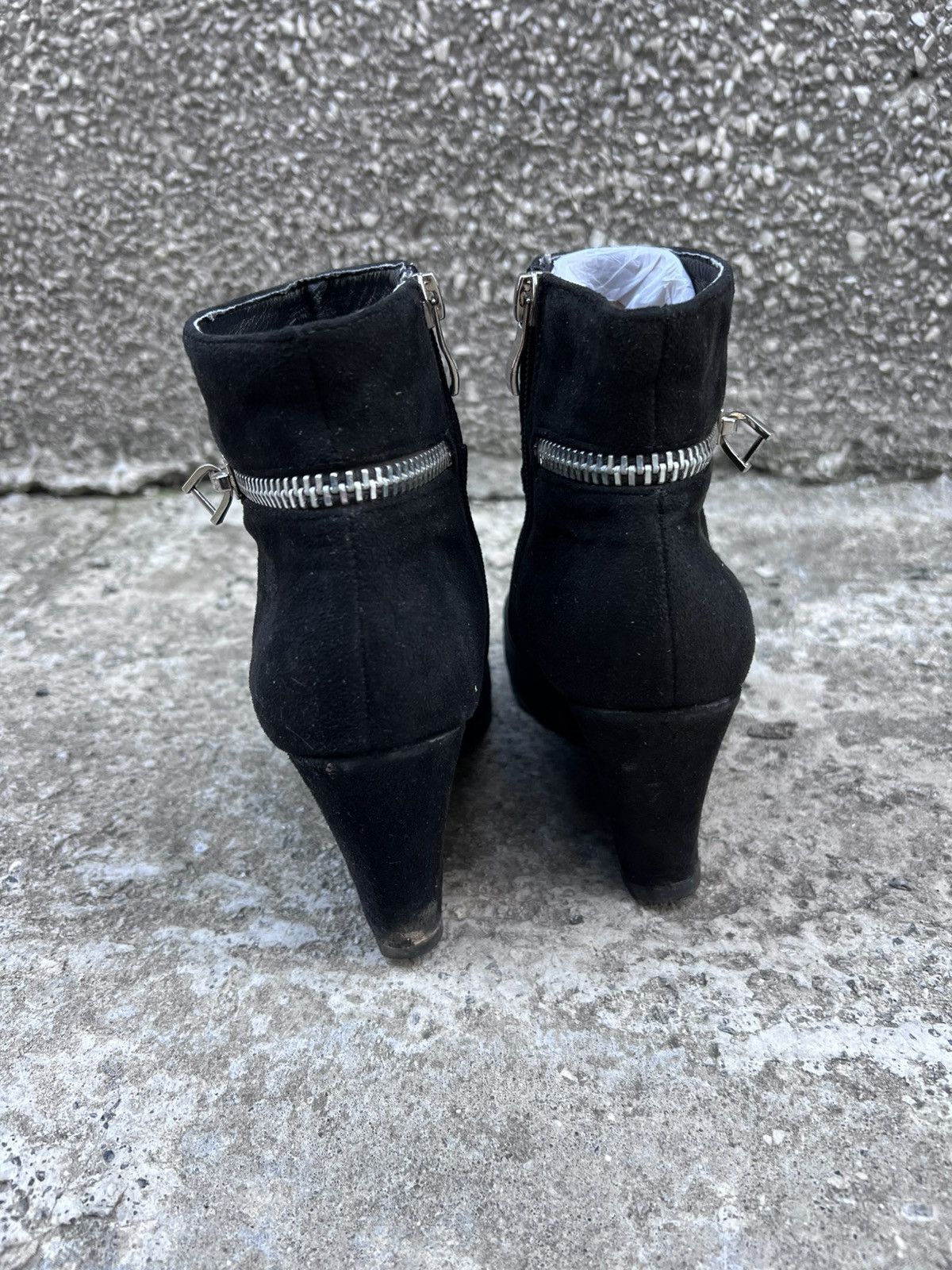 Rick Owens Wedge Asymmetrical Zip Black Indie Sleaze Boots Size US 7 / IT 37 - 5 Thumbnail