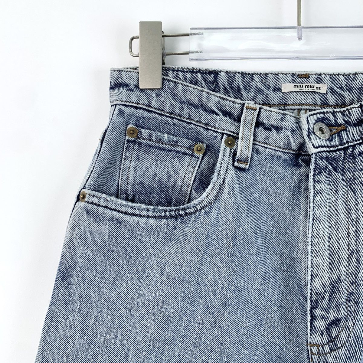 Miu Miu MiuMiu Blue Logo Denim Pants K26WX Size 25" / US 0 / IT 36 - 3 Thumbnail