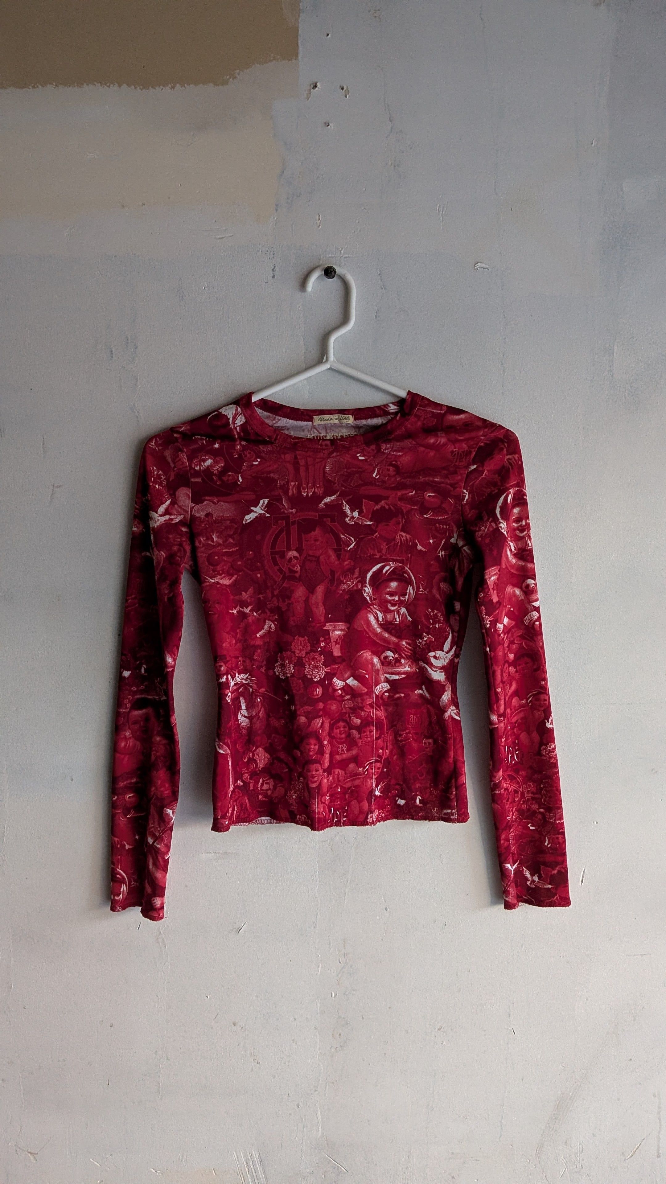 Jean Paul Gaultier 90s Jean Paul Gaultier propoganda print mesh top Size S / US 4 / IT 40 - 1 Thumbnail