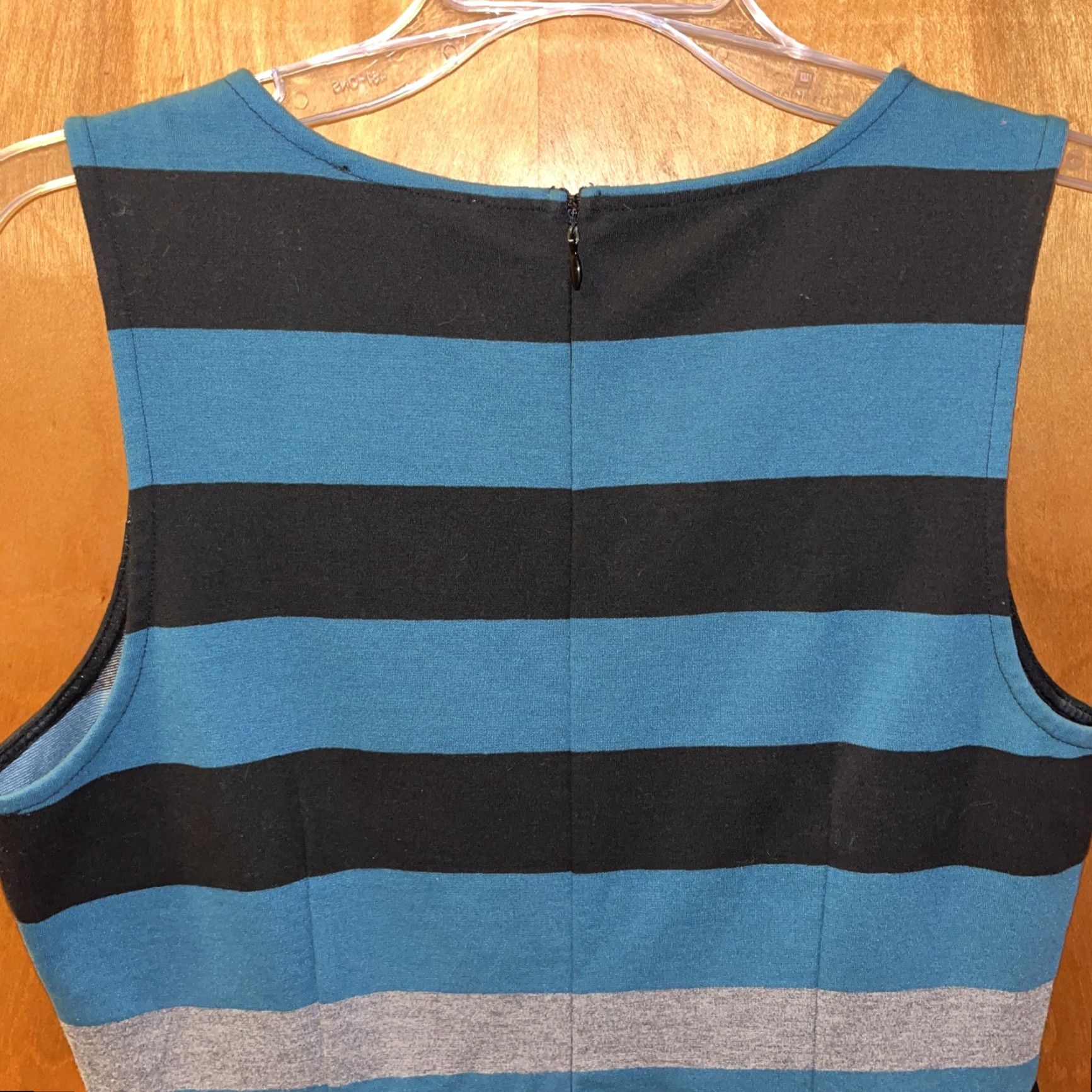 Loft LOFT Striped Green Gray Black Tank Dress Ribbon Waist Pleats Size 8 Women Size M / US 6-8 / IT 42-44 - 6 Thumbnail