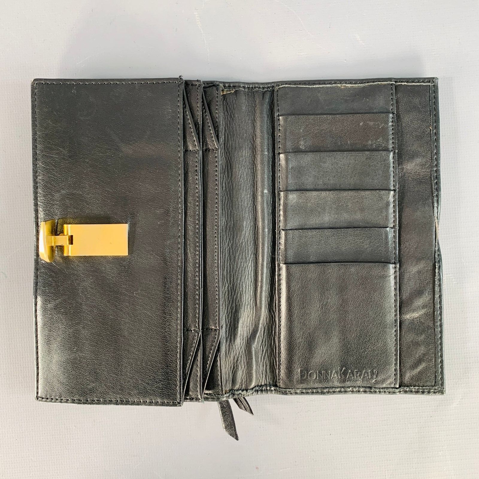 Donna Karan DONNA KARAN Black Gold Leather Wallet Size ONE SIZE - 4 Thumbnail