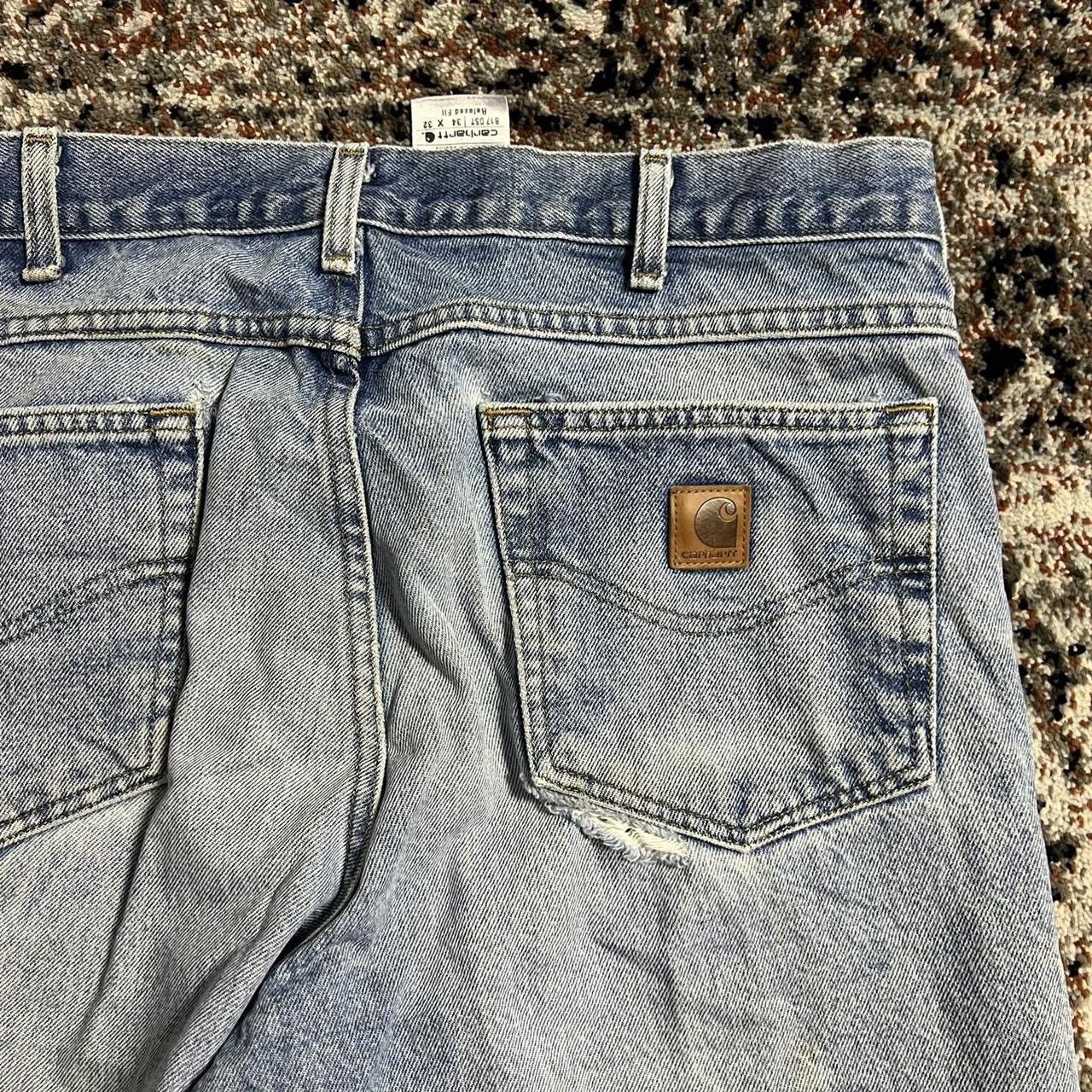 Carhartt × Vintage Carhartt Carpenter Workwear Jeans Vintage Faded Light Blue Size US 34 / EU 50 - 3 Thumbnail