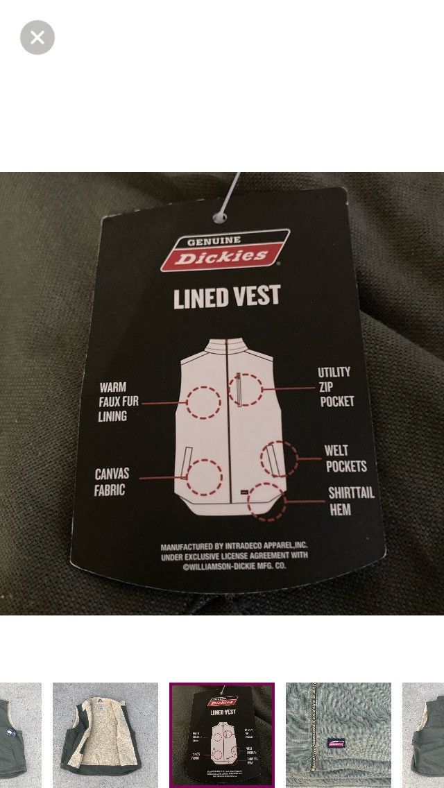 Dickies Dickies Men’s 3XL (54-56) Canvas Sherpa Lined Work Vest Size US XXL / EU 58 / 5 - 5 Thumbnail