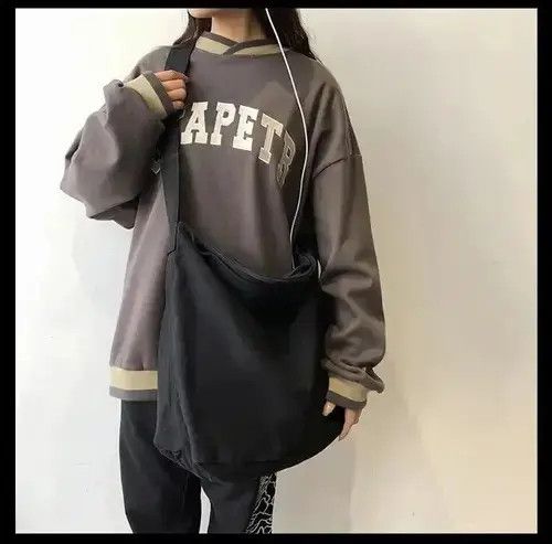 Japanese Brand Large Canvas Crossbody Bag Size ONE SIZE - 6 Thumbnail