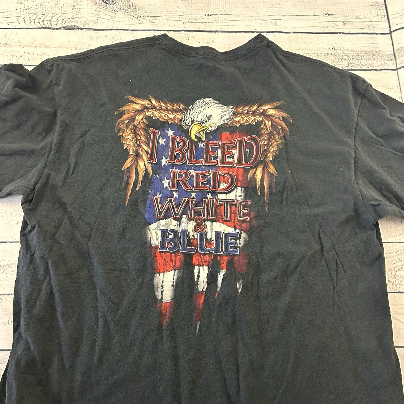Vintage Cowboy Up I Bleed Red White & Blue Short Sleeve T Shirt Men's XL Black Size US XL / EU 56 / 4 - 6 Thumbnail