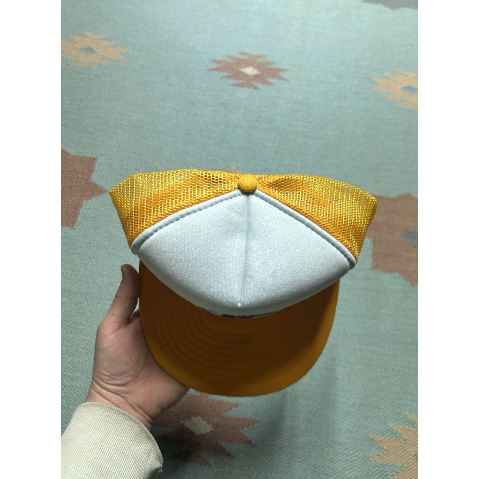 Vintage VINTAGE 90s Trucker Hat Cap Tri City Aggregates white yellow TCA snapback Men Adjustable Hat Size ONE SIZE - 3 Thumbnail