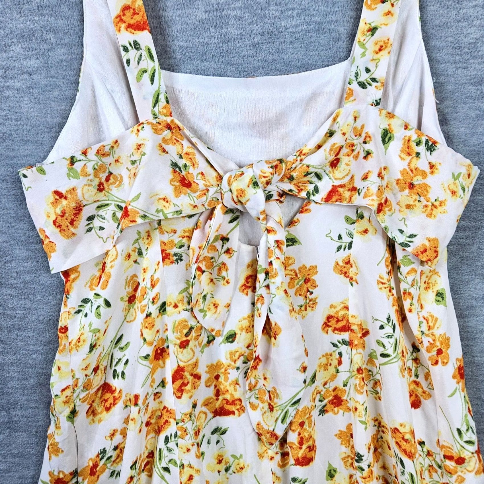 Lulus Lulus Day Date White and Orange Square Neck Mini Dress L Womens Small? Size L / US 10 / IT 46 - 5 Thumbnail