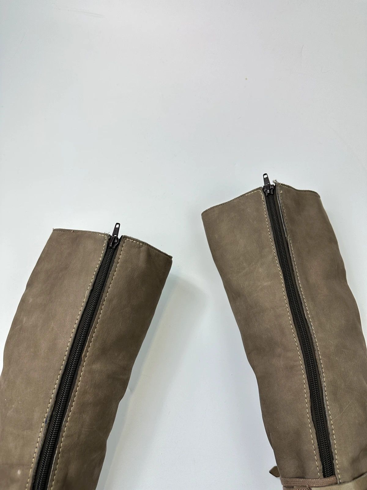 Marithe + Francois Girbaud M+FG Leather Khaki Brown Straps High Boots Size US 7 / IT 37 - 7 Thumbnail