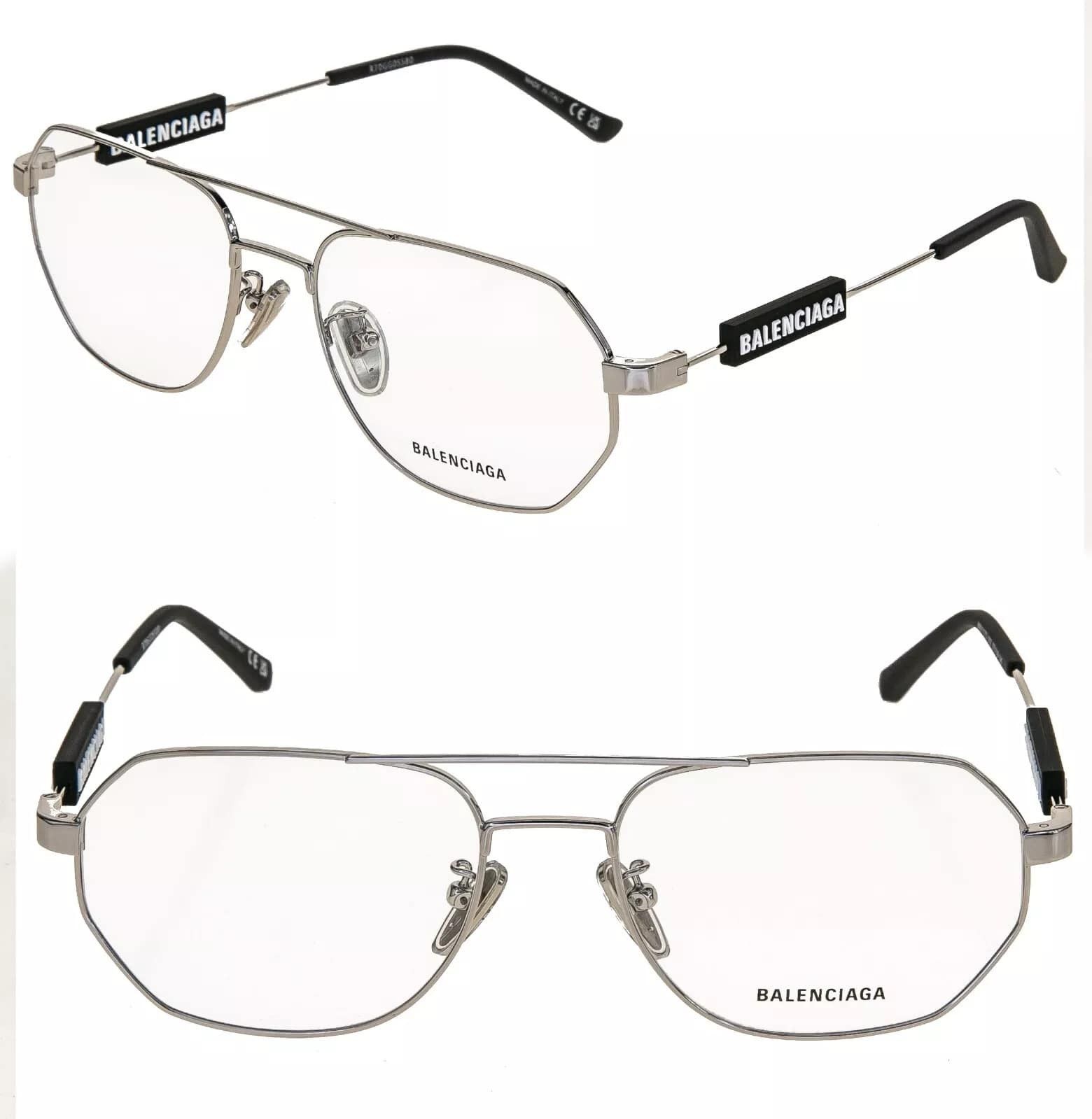 Balenciaga BALENCIAGA TAG 0117 Silver Black Unisex Eyeglass GG0117O 002 Size ONE SIZE - 1 Thumbnail