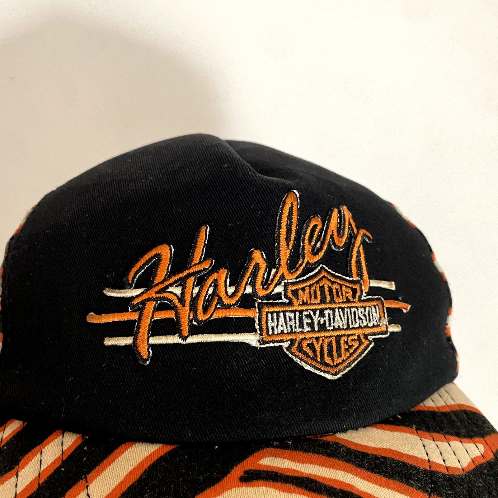 Harley Davidson × Vintage Vintage Harley Davidson Striped Wavy Snapback Hat Size ONE SIZE - 3 Thumbnail