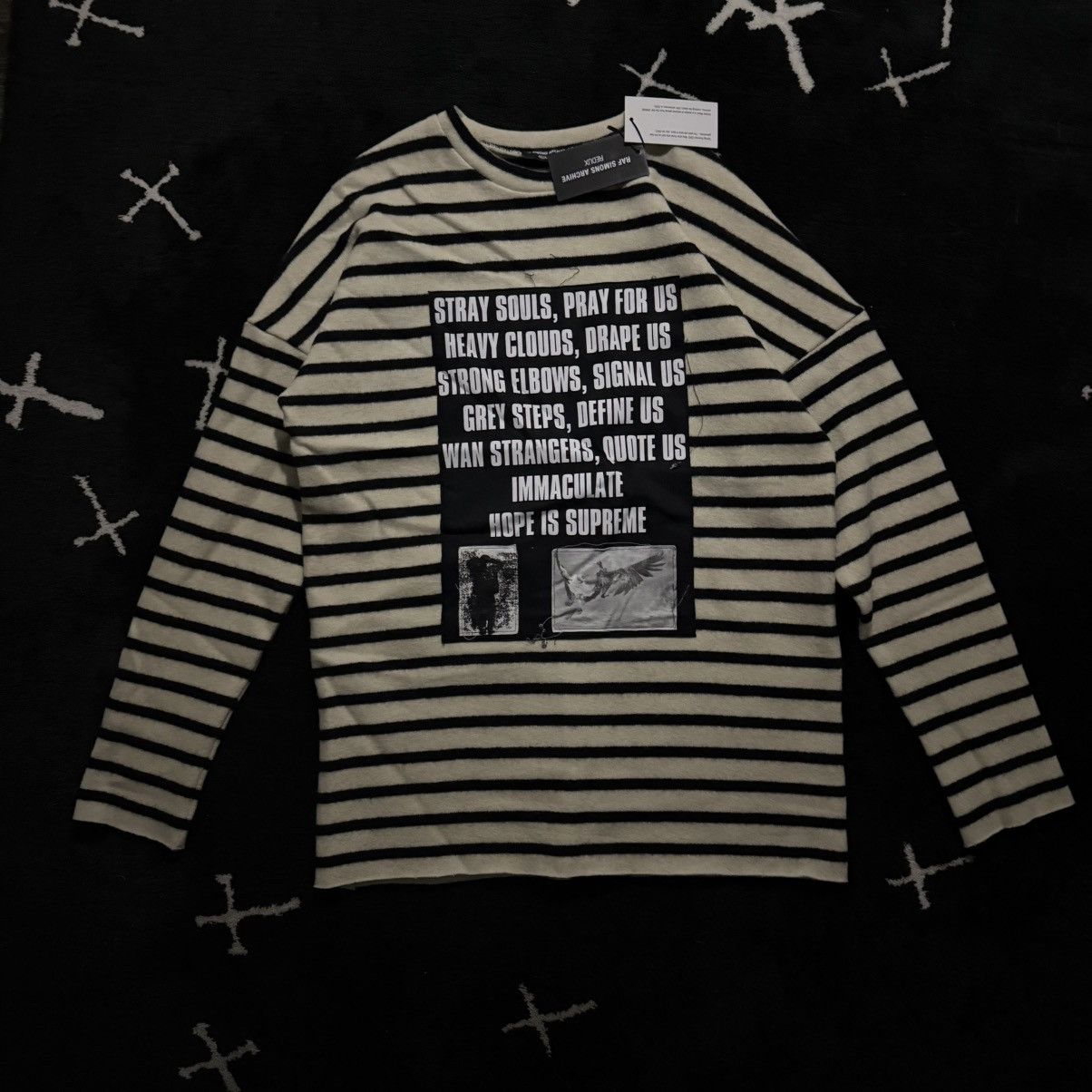 Pre-owned Raf Simons Redux - Stray Souls Striped Wool Sweater In Black