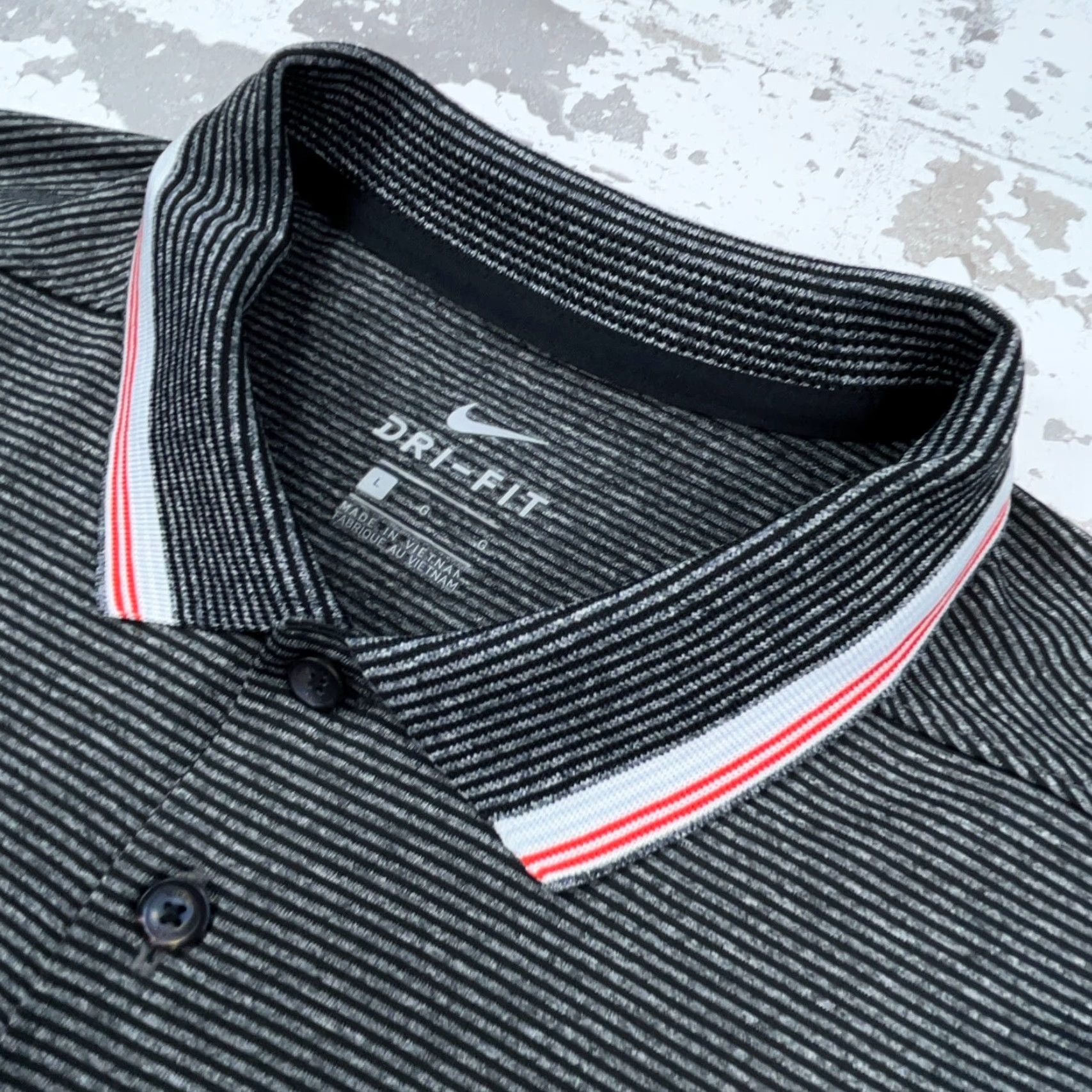 Nike Nike Polo Shirt Men L Gray Black Striped Dri-Fit Performance Golf-logo Easy Care Lightweight Quick Dry Nike Golf Shirt Mens L Gray Striped Size US L / EU 52-54 / 3 - 3 Thumbnail