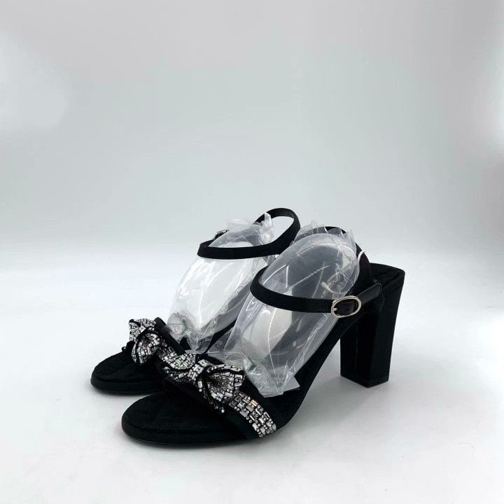 Chanel Chanel Bow Rhinestone Block Heel Sandals Size US 7.5 / IT 37.5 - 1 Thumbnail