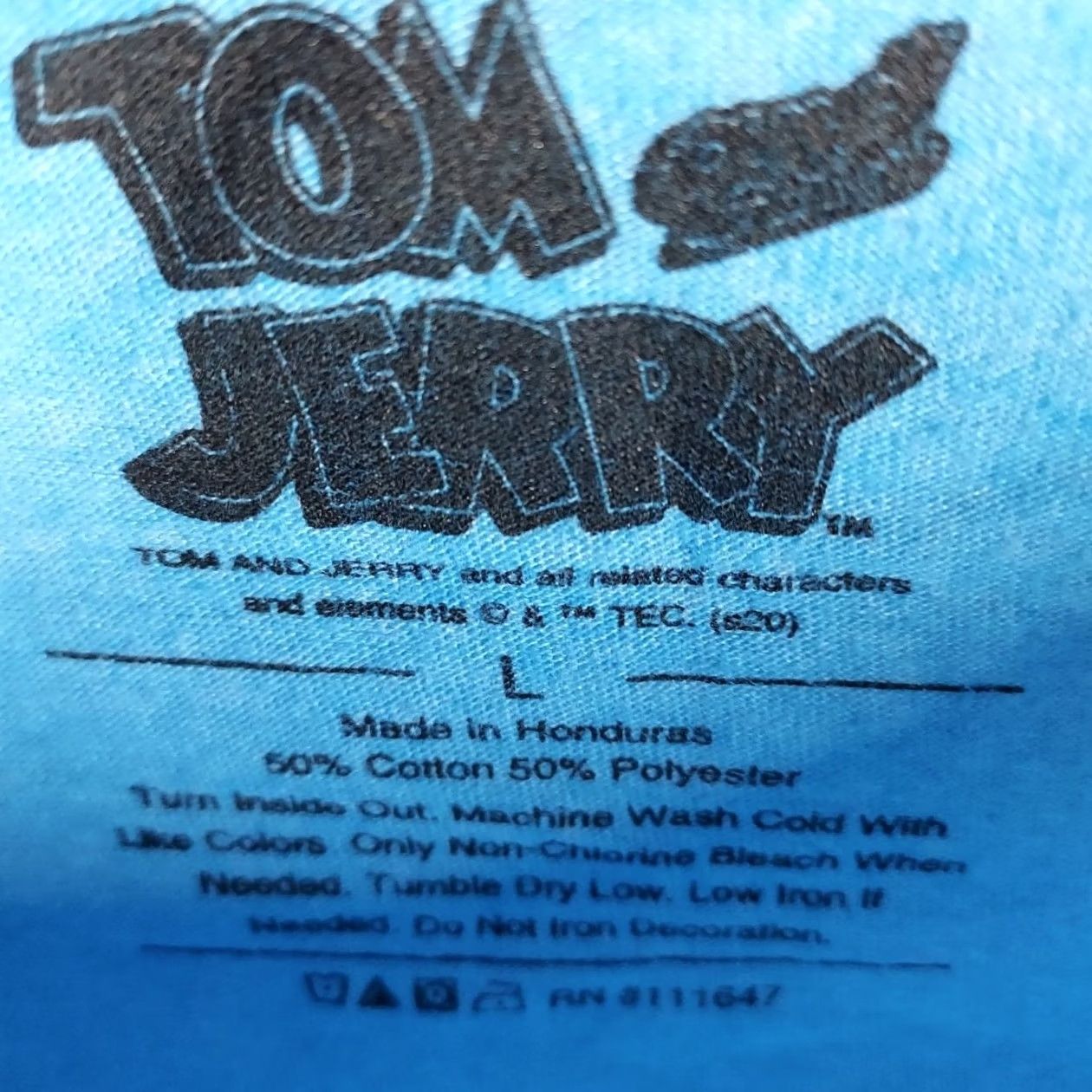 Vintage Tom and Jerry Cartoon Graphic T-Shirt Blue Adult L 50/50 Cotton Blend Shirt Mens Size US L / EU 52-54 / 3 - 2 Thumbnail