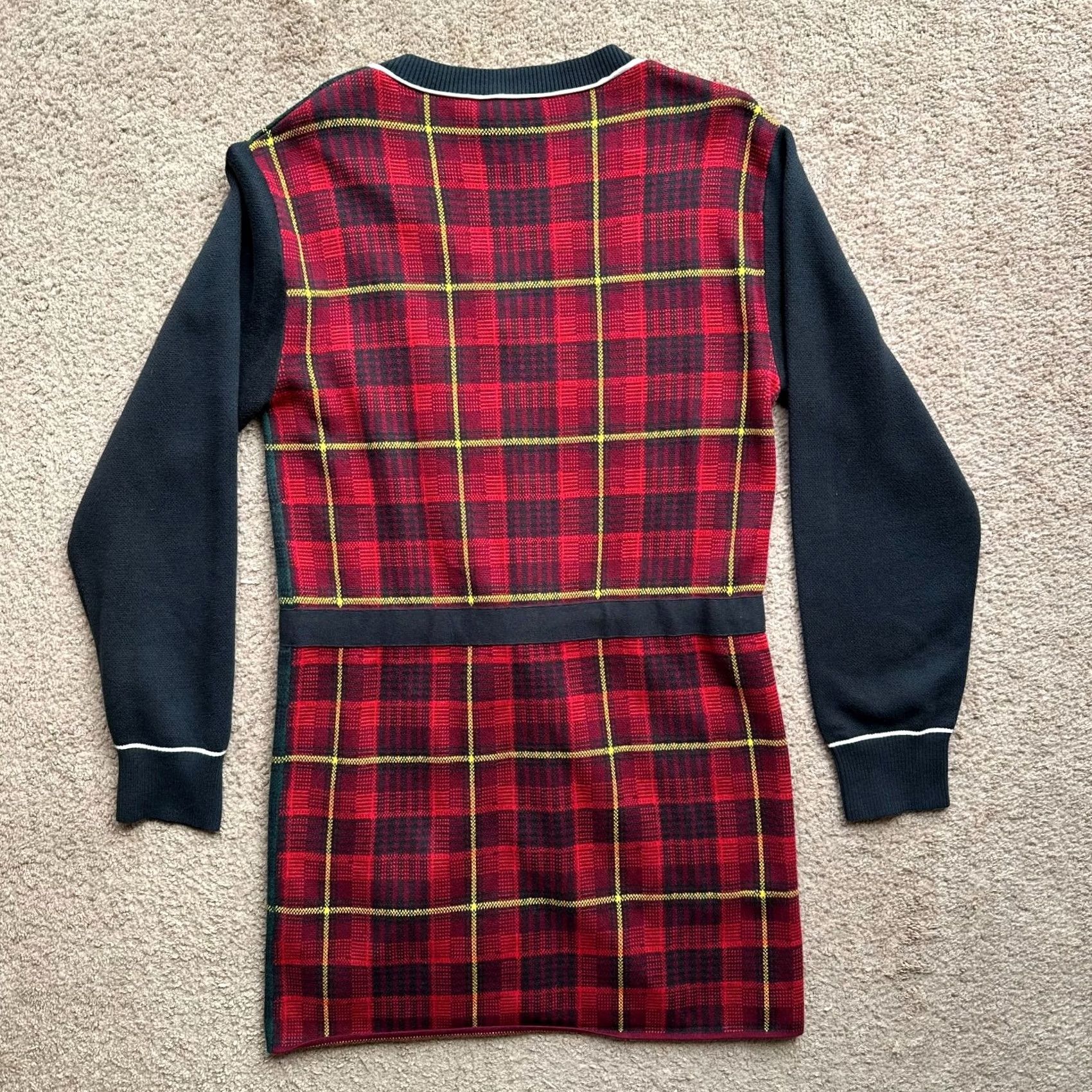 Tommy Hilfiger Tommy Hilfiger Sweater Dress Womens Small Cotton Collection Long Sleeve Plaid Multicolor V-Neck Button Size S / US 4 / IT 40 - 2 Thumbnail