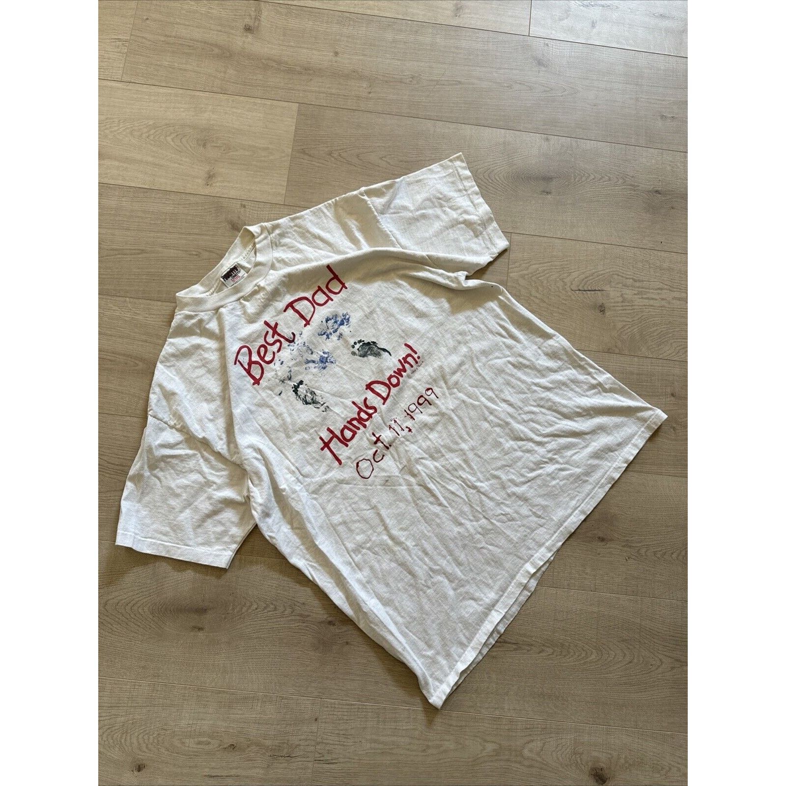 Other Rare White T Shirt Size XL Best Dad Hands Down 1999 Size US XL / EU 56 / 4 - 1 Thumbnail