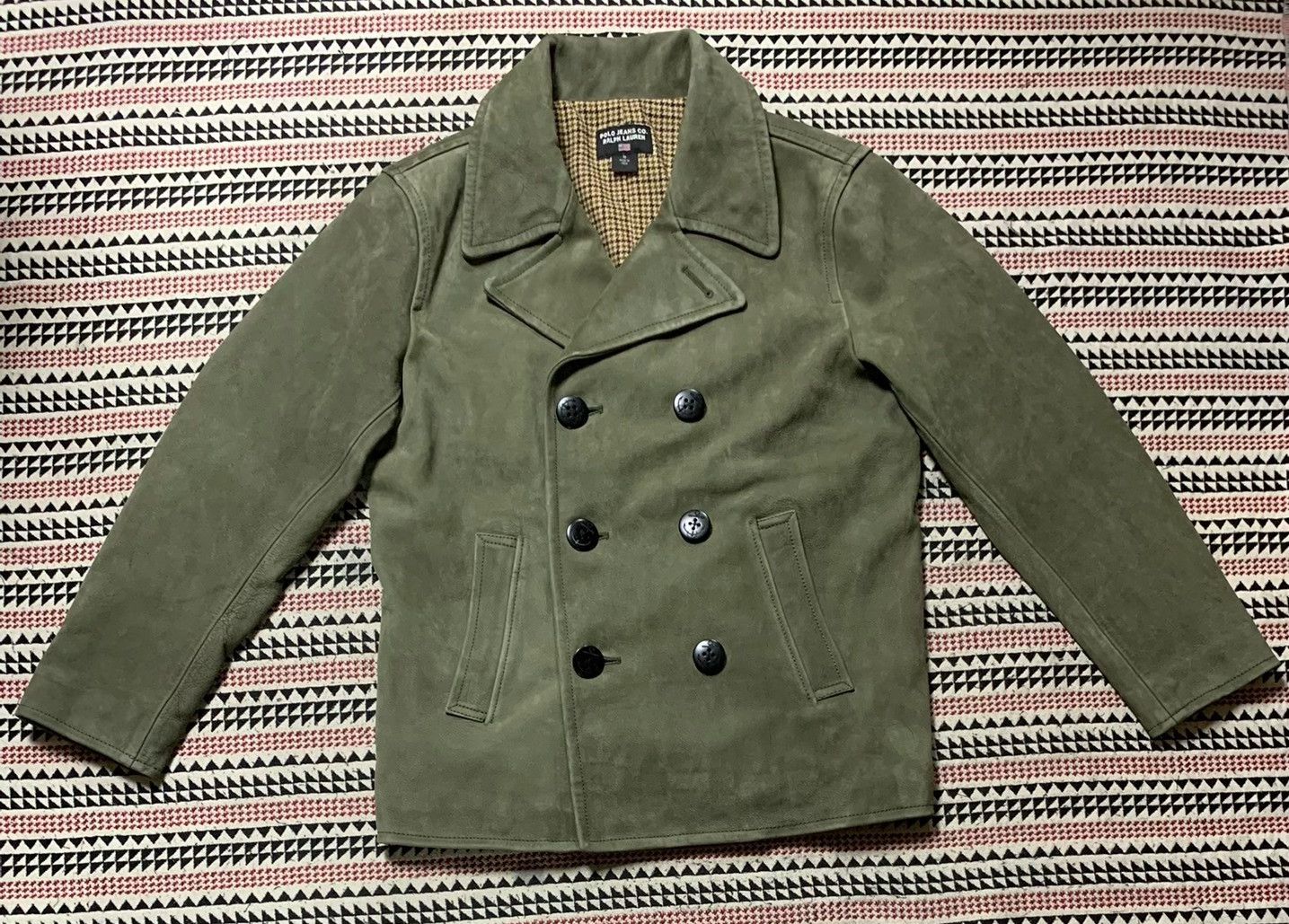 Vintage olive green leather double-breasted jacket Size US M / EU 48-50 / 2 - 1 Thumbnail