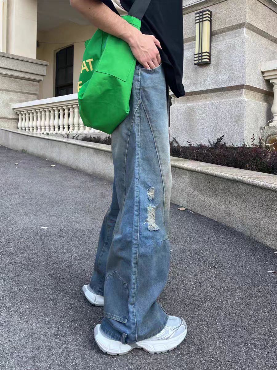 Street Vintage Washed Loose Ripped Jeans Size 30