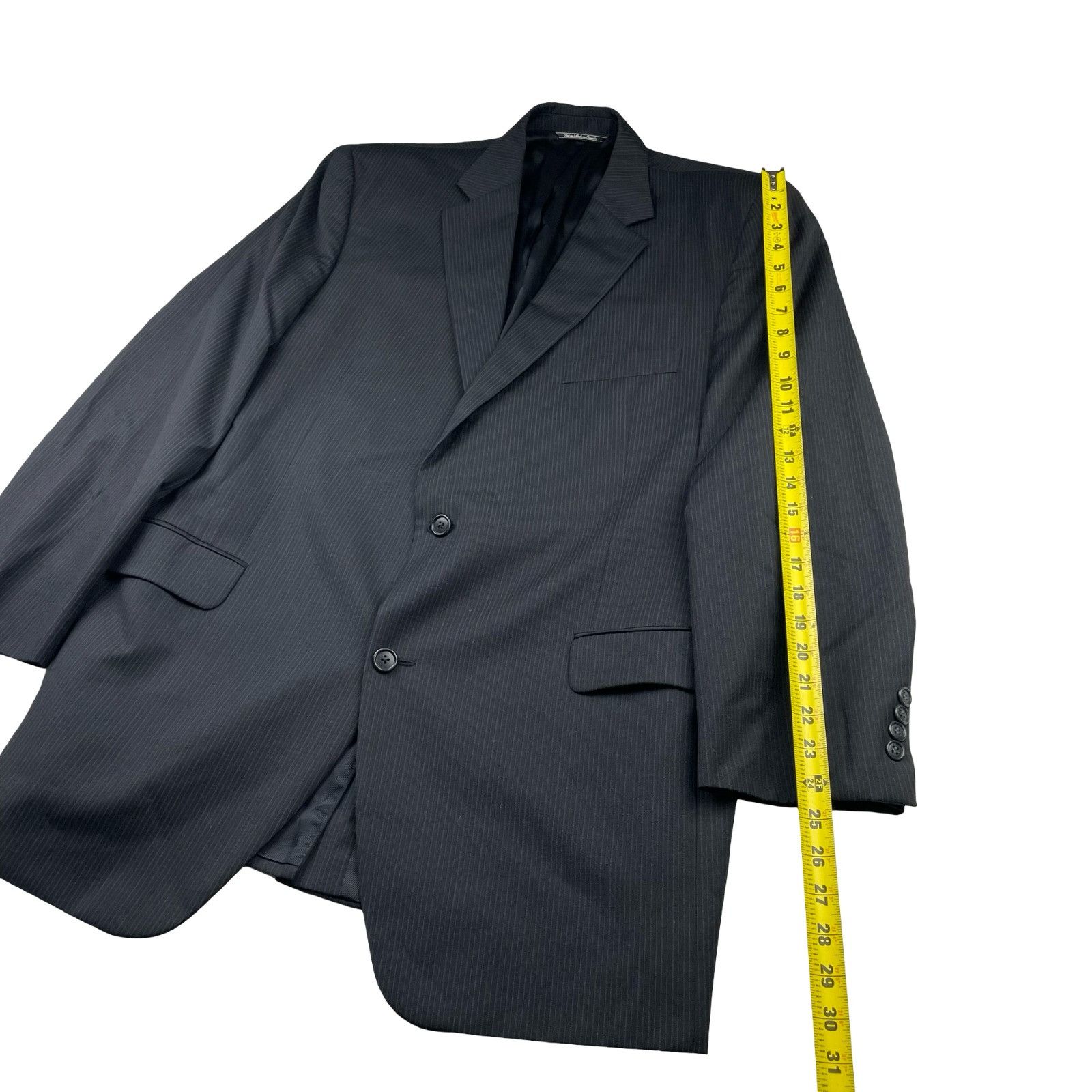 Jack Victor Jack Victor Men’s Valentino 100% Wool Suit Black/Blue Stripe Size 40L - 12 Thumbnail