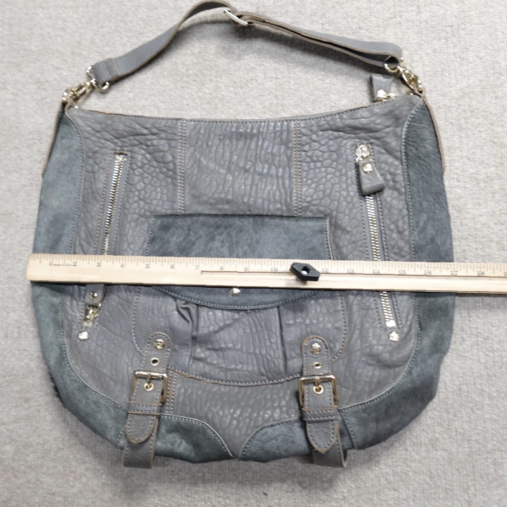 Ted Baker Ted Baker Womens Bag Handbag Gray Leather Hair On Hide Hobo NEW Bag Womens Medium Gray Leather Hobo 90s? Size ONE SIZE - 4 Thumbnail