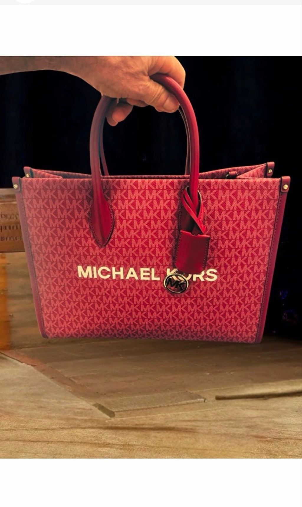 Michael Kors Michael Kors Mirella EW Tote Bag Red with Beige Strap Size ONE SIZE - 5 Thumbnail