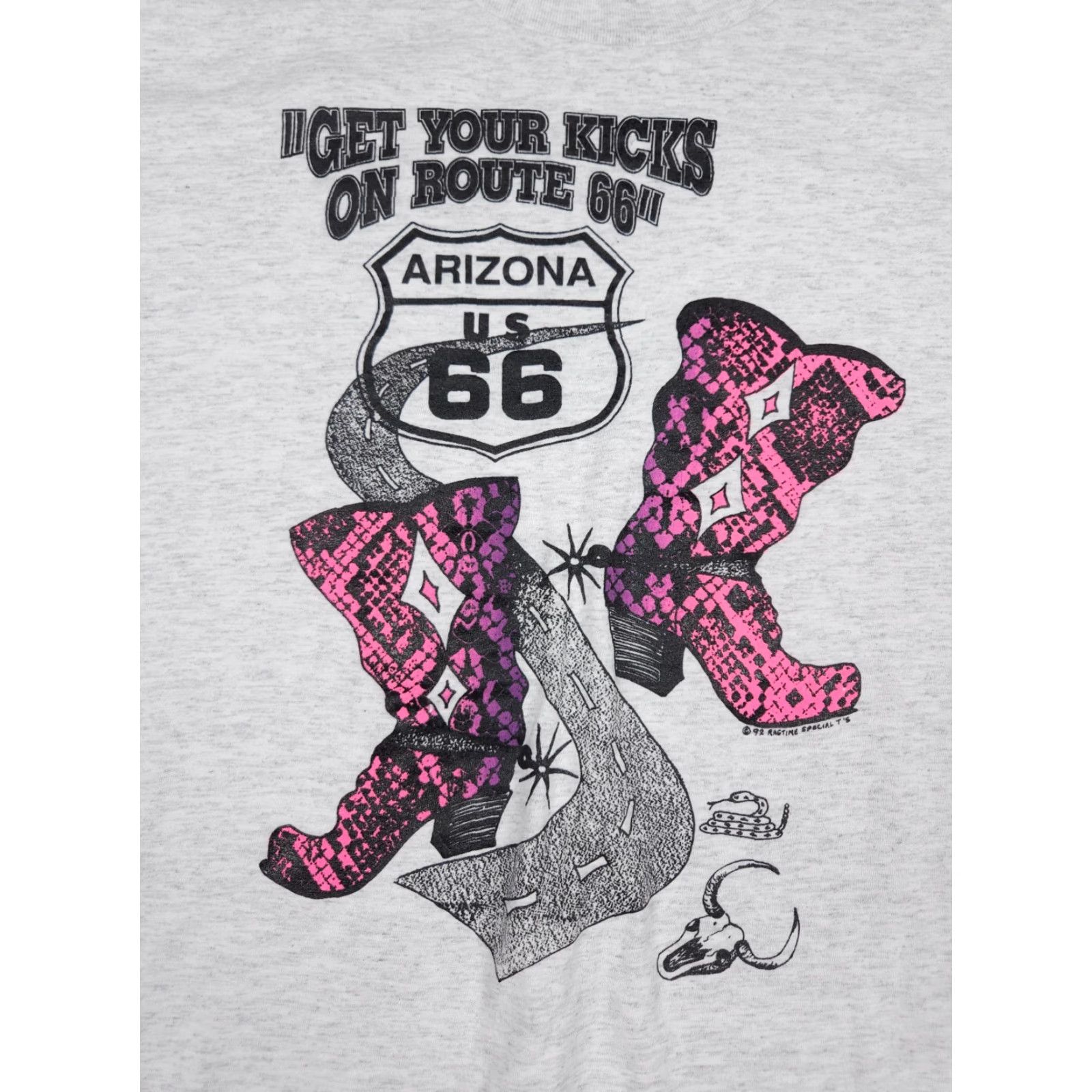Vintage VINTAGE Route 66 T Shirt Mens Large Gray Graphic Western Cowboy Single Stitch Size US L / EU 52-54 / 3 - 2 Thumbnail