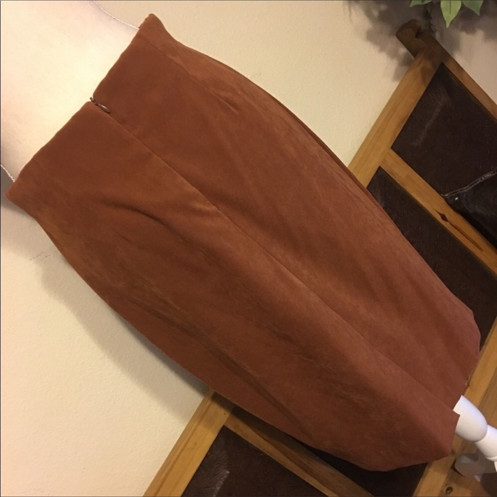 Other Lori Weidner suede like cognac brown midi skirt 10 Size 32" / US 10 / IT 46 - 5 Thumbnail