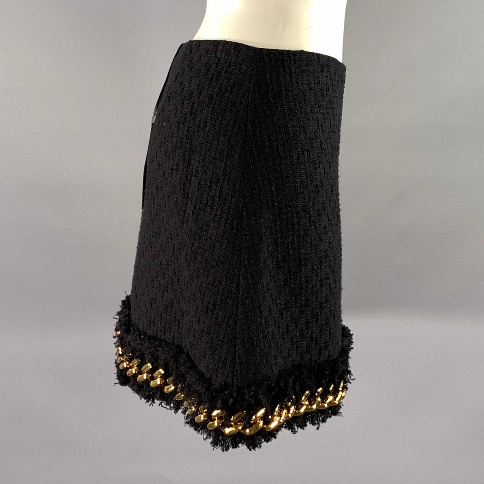 Versace VERSACE Size 2 Black Gold Cotton Chain Mini Skirt Size XS / US 0-2 / IT 36-38 - 2 Thumbnail