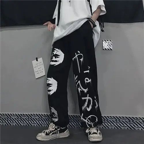 Jean Black Harajuku printed anime sweatpants Size US 32 / EU 48 - 3 Thumbnail