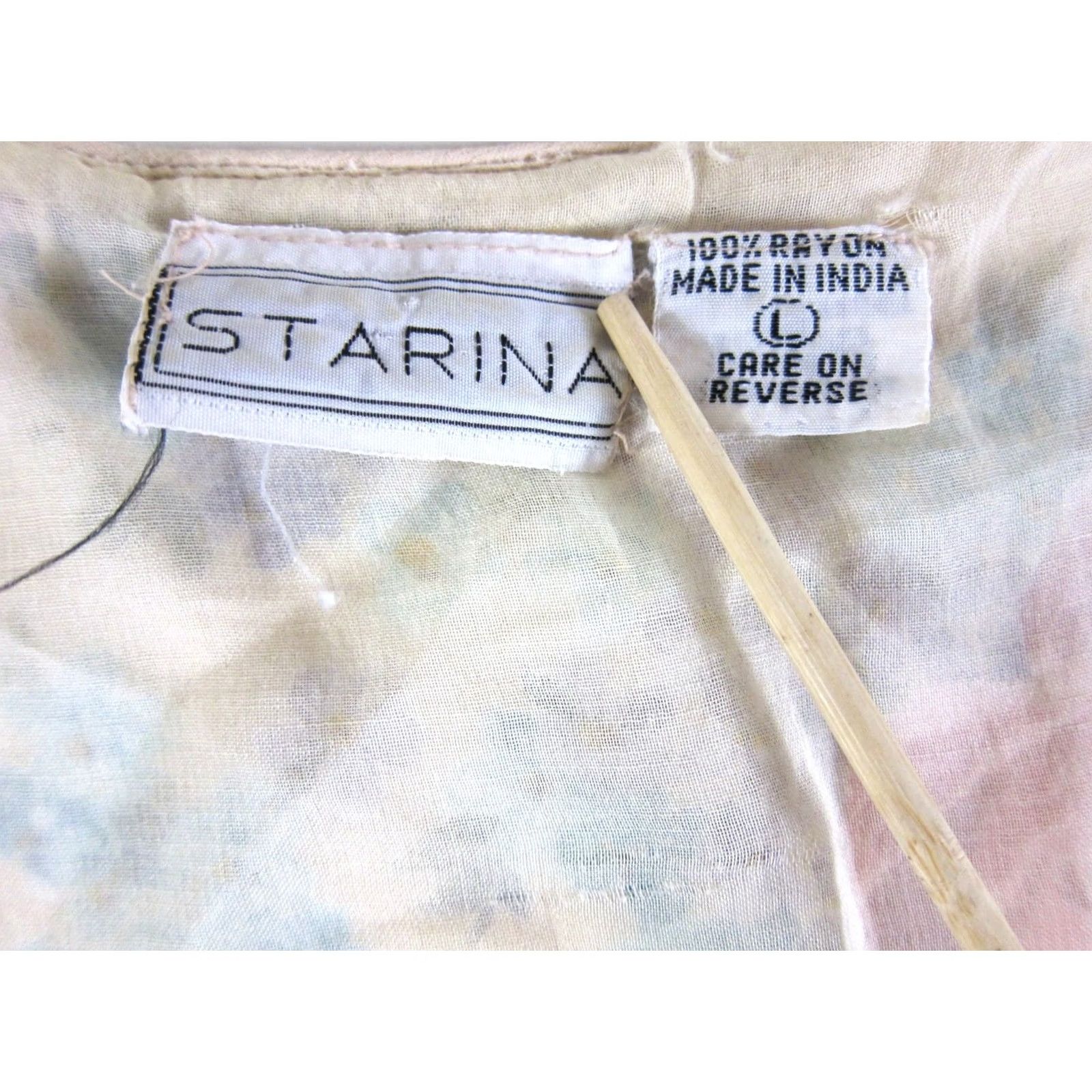 Vintage VTG Starina Starina Dress Large Ivory Pink Rose Lace 100% Rayon Short Sleeve Long Maxi Dress Size 36" / US 14 / IT 50 - 3 Thumbnail