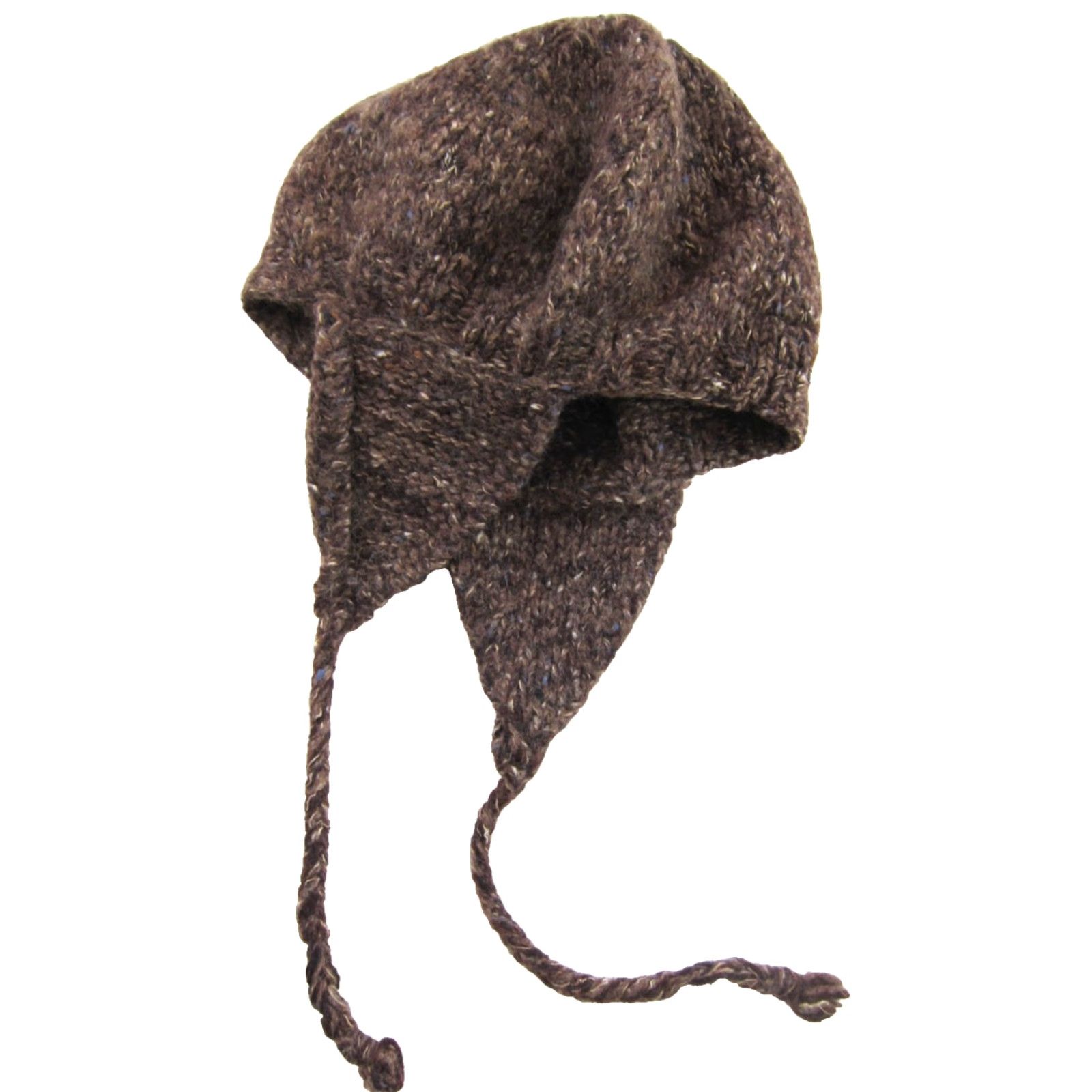 Vintage Lucy Barlow Beanie Hat Unisex Adults One Size Wool Brown Ear Flap Knit 100% Made In England Vintage Winter Fall 90s Size ONE SIZE - 2 Thumbnail