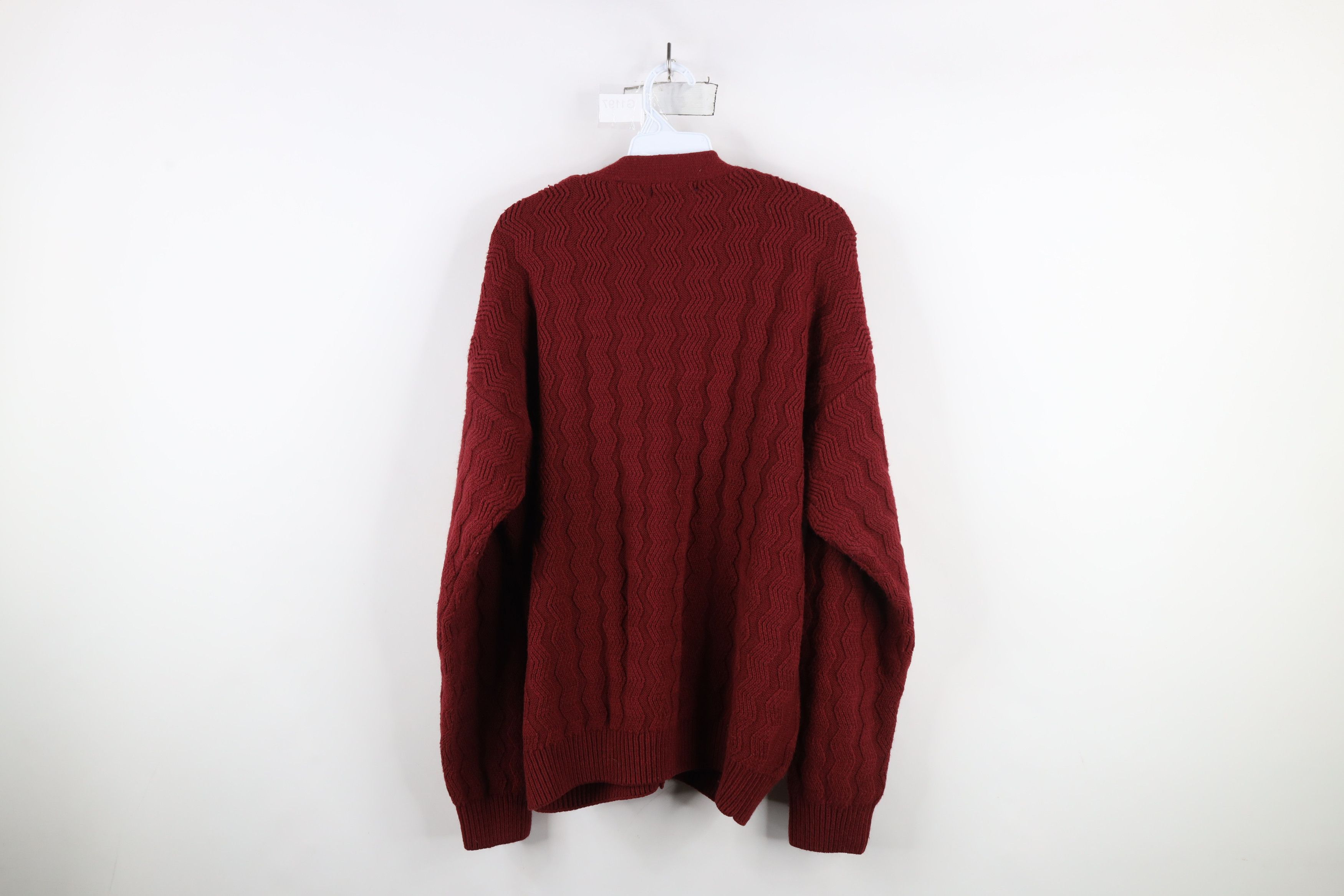 Vintage Vintage 90s Streetwear Ribbed Knit Cardigan Sweater Red Size US XL / EU 56 / 4 - 8 Thumbnail