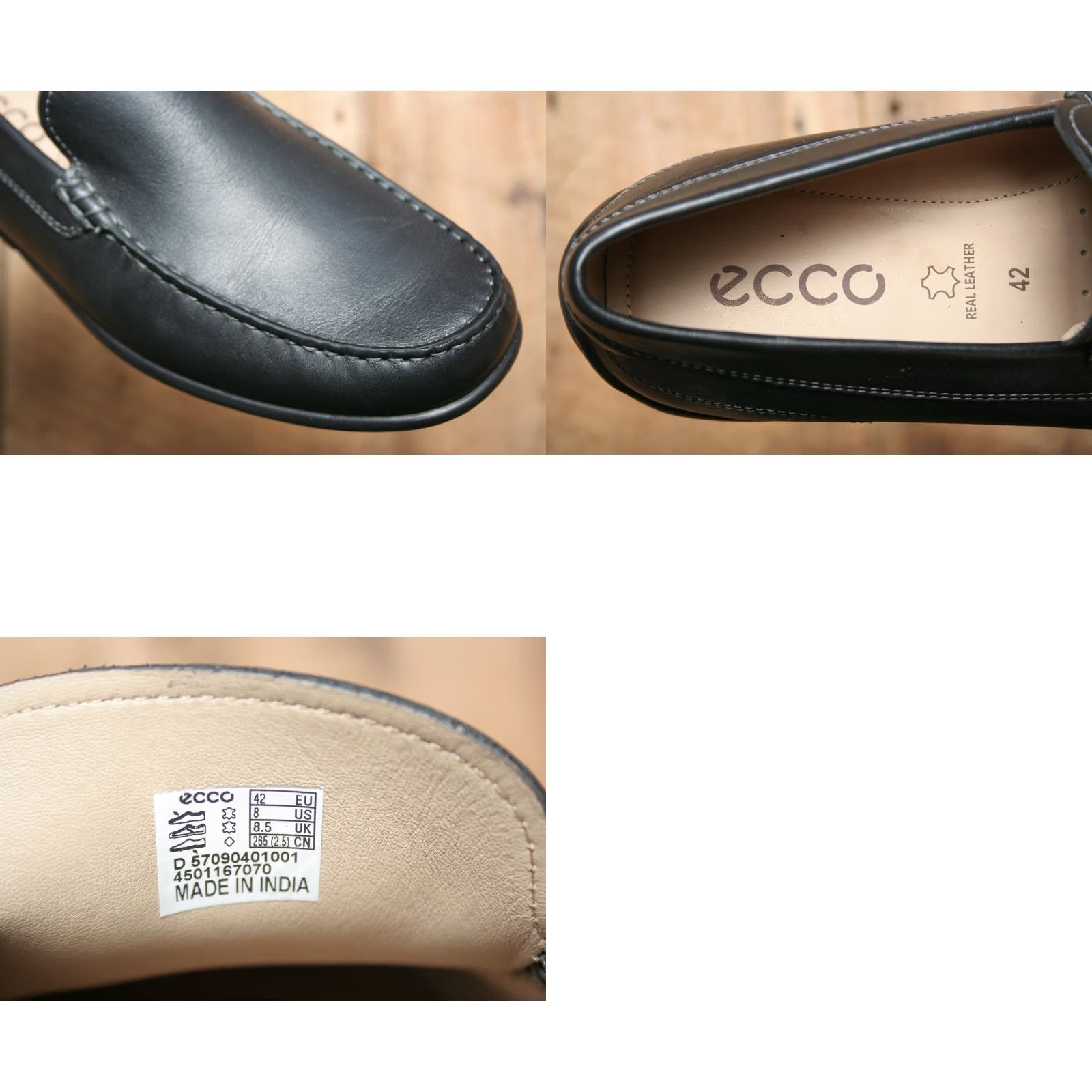 Ecco ECCO Classic Moc 2.0 Black Leather Loafers Men US 8-8.5 EU 42 Slip On Casual Size US 8.5 / EU 41-42 - 8 Thumbnail