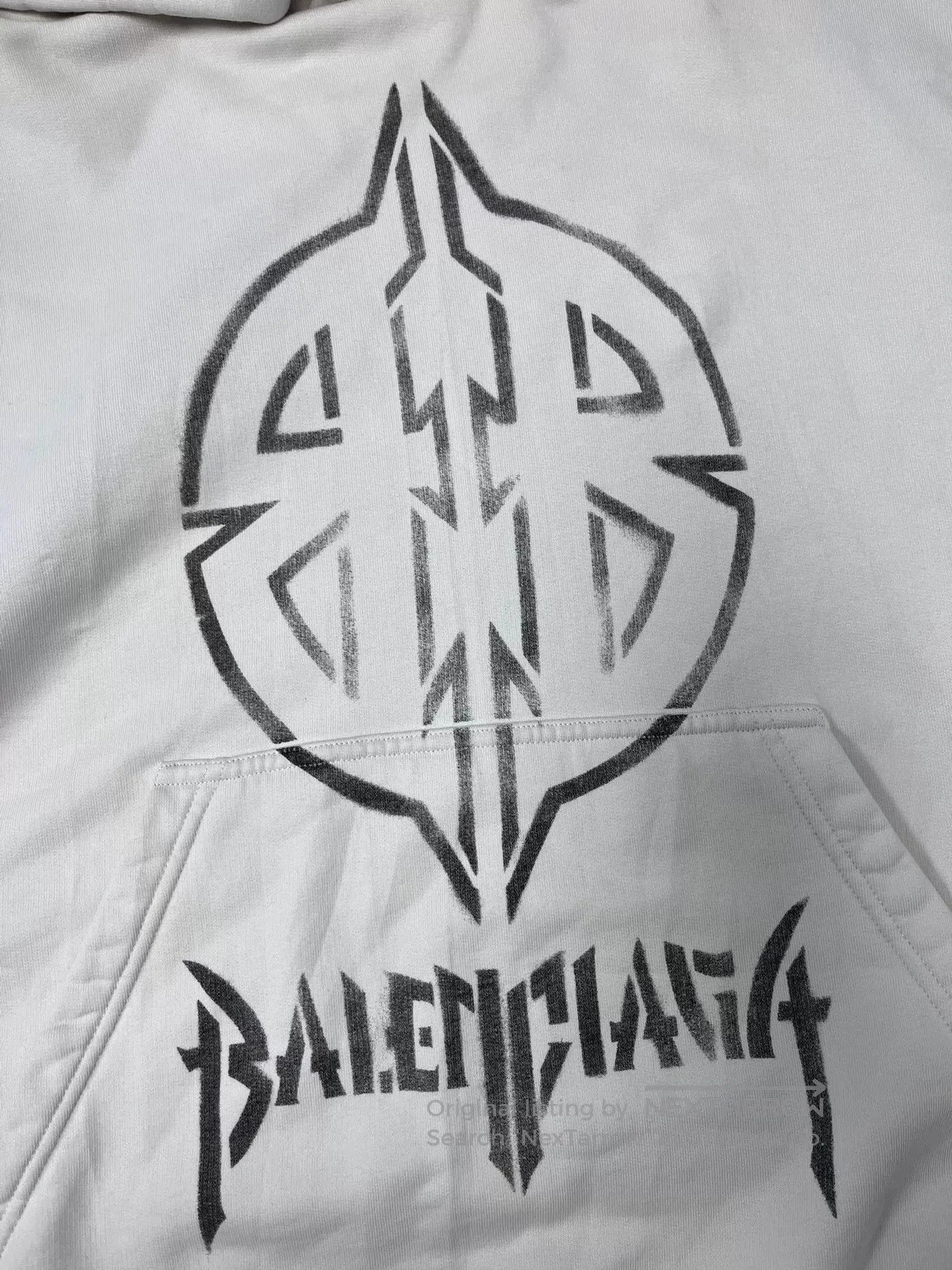 Balenciaga balenciaga beige hoodie with logo print. Size S / US 4 / IT 40 - 3 Thumbnail