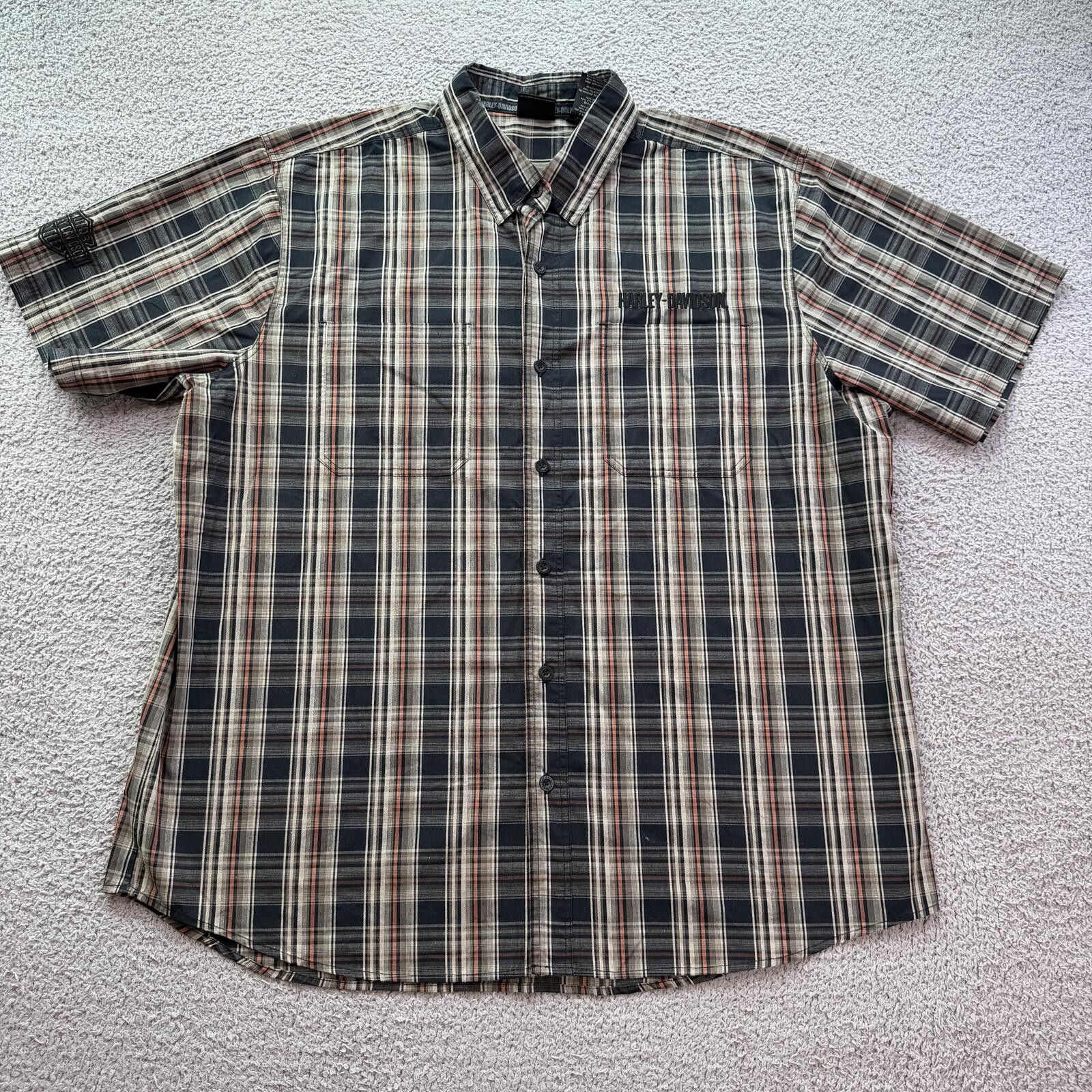 Harley Davidson Harley Davidson Plaid Button Up Shirt Mens 3XL Short Sleeve Size US XXL / EU 58 / 5 - 1 Thumbnail