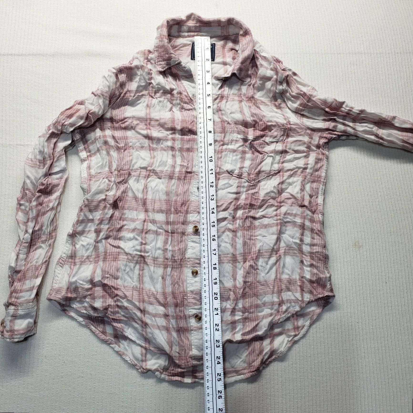 Abercrombie & Fitch Abercrombie & Fitch Shirt Pink Plaid Button-Up Long Sleeve Women M Medium Ladies Casual Shirt Size M / US 6-8 / IT 42-44 - 7 Thumbnail