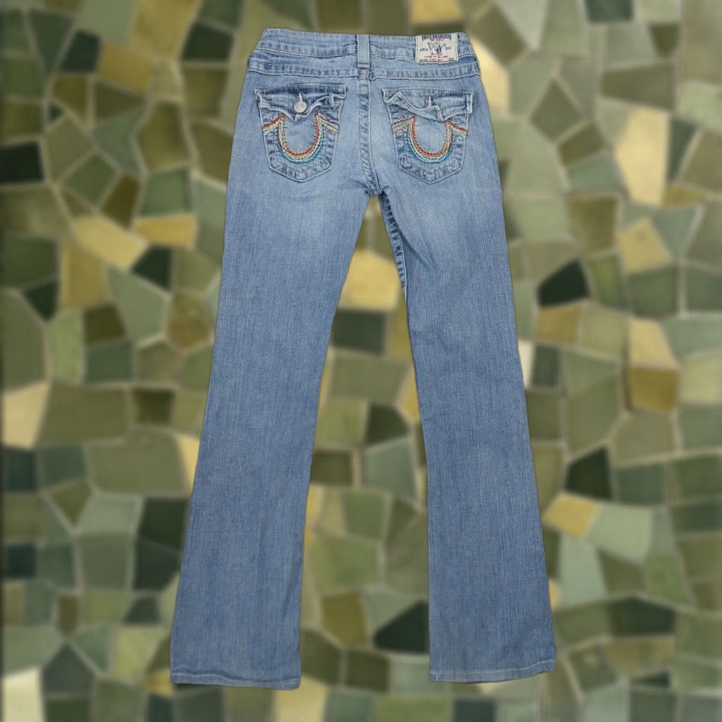 True Religion VINTAGE True Religion Jeans Bootcut 26 Womens Denim Bohemian Rainbow Stitch Low Rise 30in Inseam Size 26" / US 2 / IT 38 - 1 Thumbnail