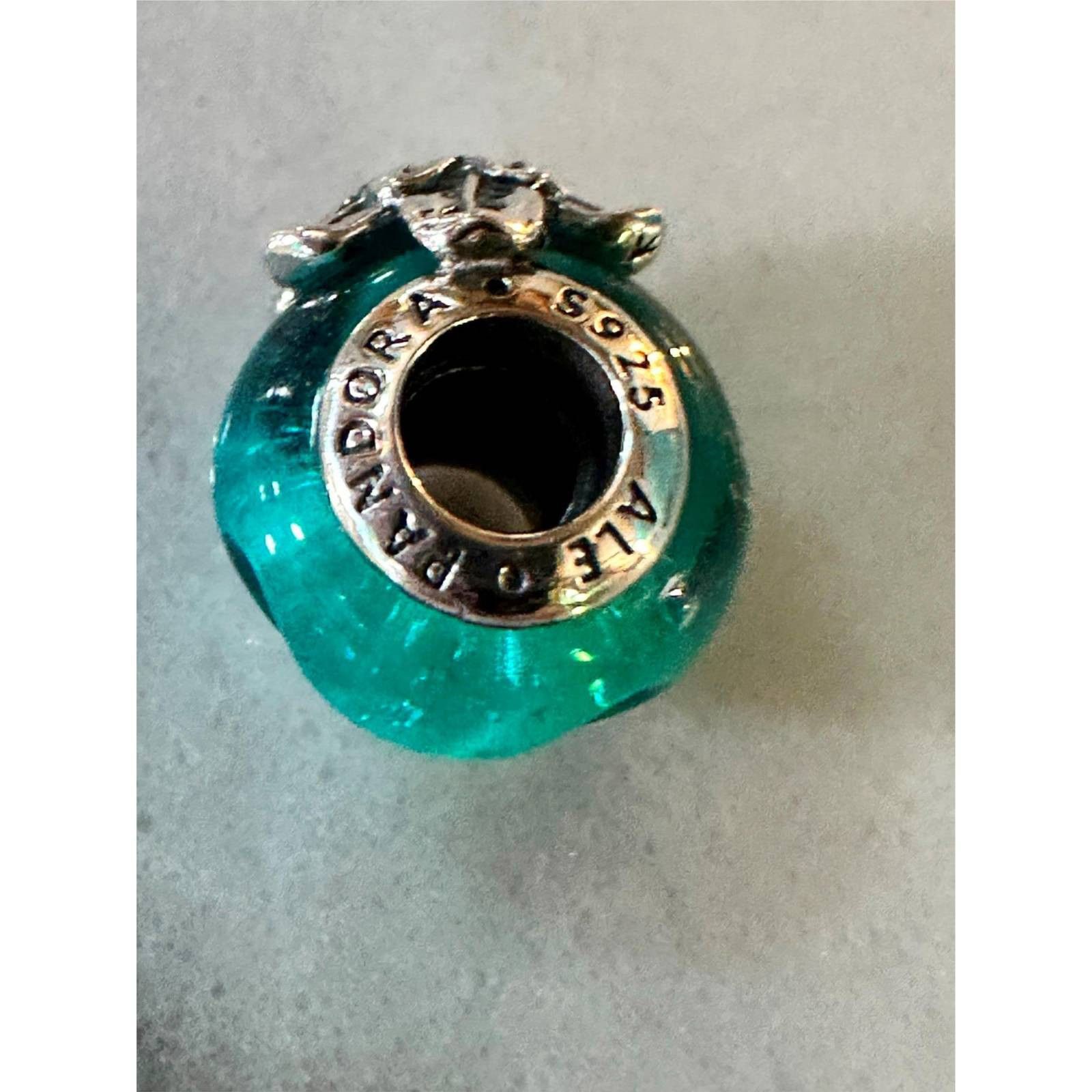 pandora Authentic Pandora Sparkling Flower Green Murano Glass Charm Size ONE SIZE - 4 Thumbnail