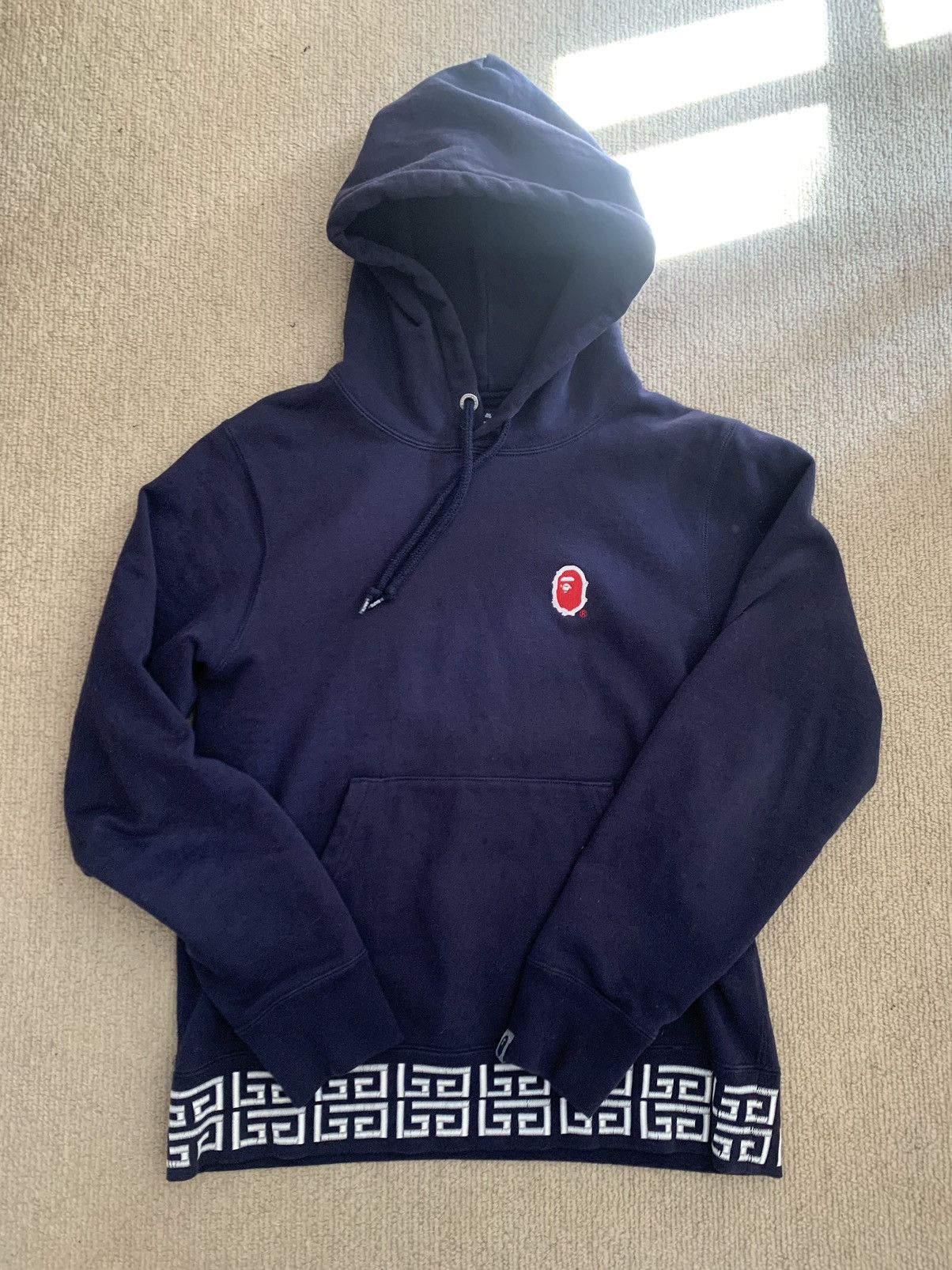 image of Bape Brush College Pullover Hoodie in Navy, Men's (Size Small)