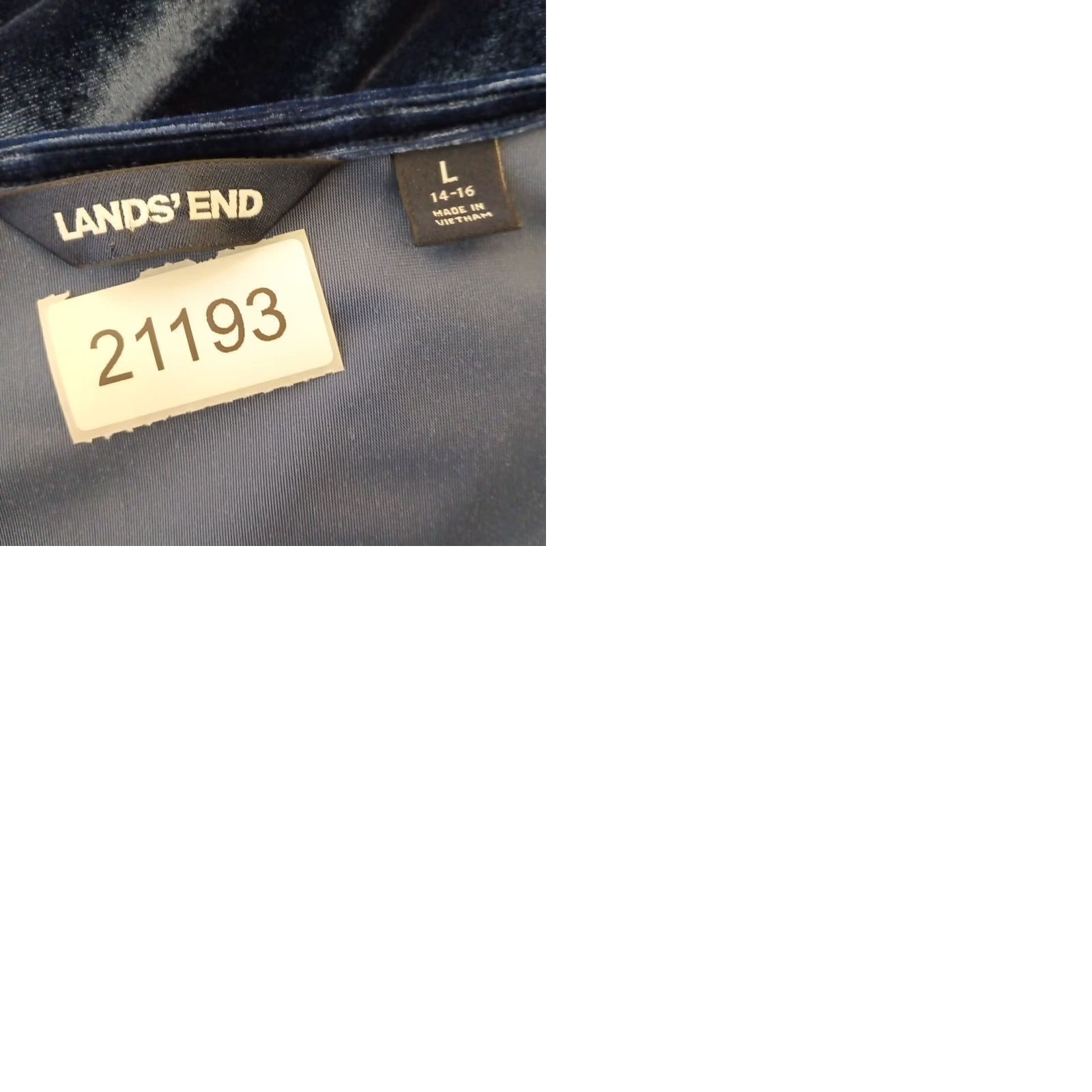 Lands' End Lands' End Dress Large Blue Velvet Fit & Flare 3/4 Sleeve Midi Pullover Women's L Blue Velvet Midi Dress Pullover Size L / US 10 / IT 46 - 9 Thumbnail