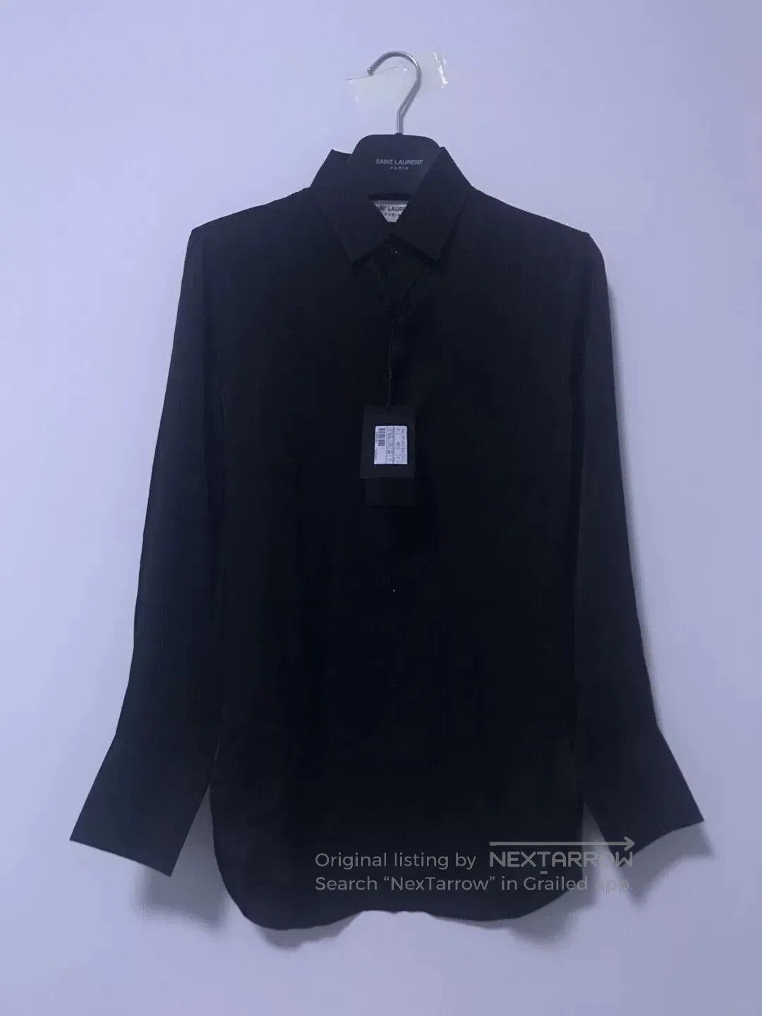 Saint Laurent Paris Saint Laurent Black Ribbed Silk Shirt. Size US M / EU 48-50 / 2 - 1 Thumbnail