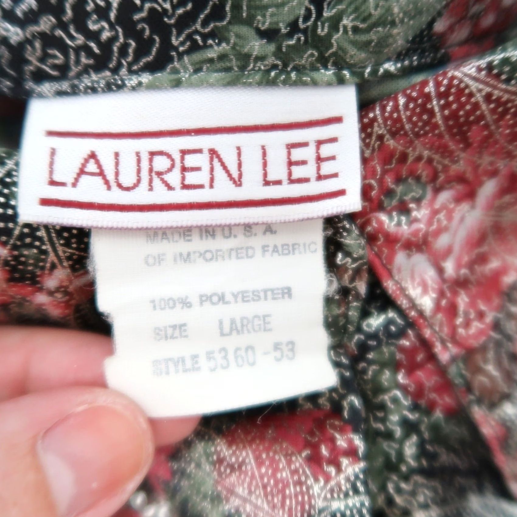 Lee VINTAGE Lauren Lee Blouse Tunic Bohemian 80s Floral Silver Metallic Green Pink L Women Size L / US 10 / IT 46 - 6 Thumbnail