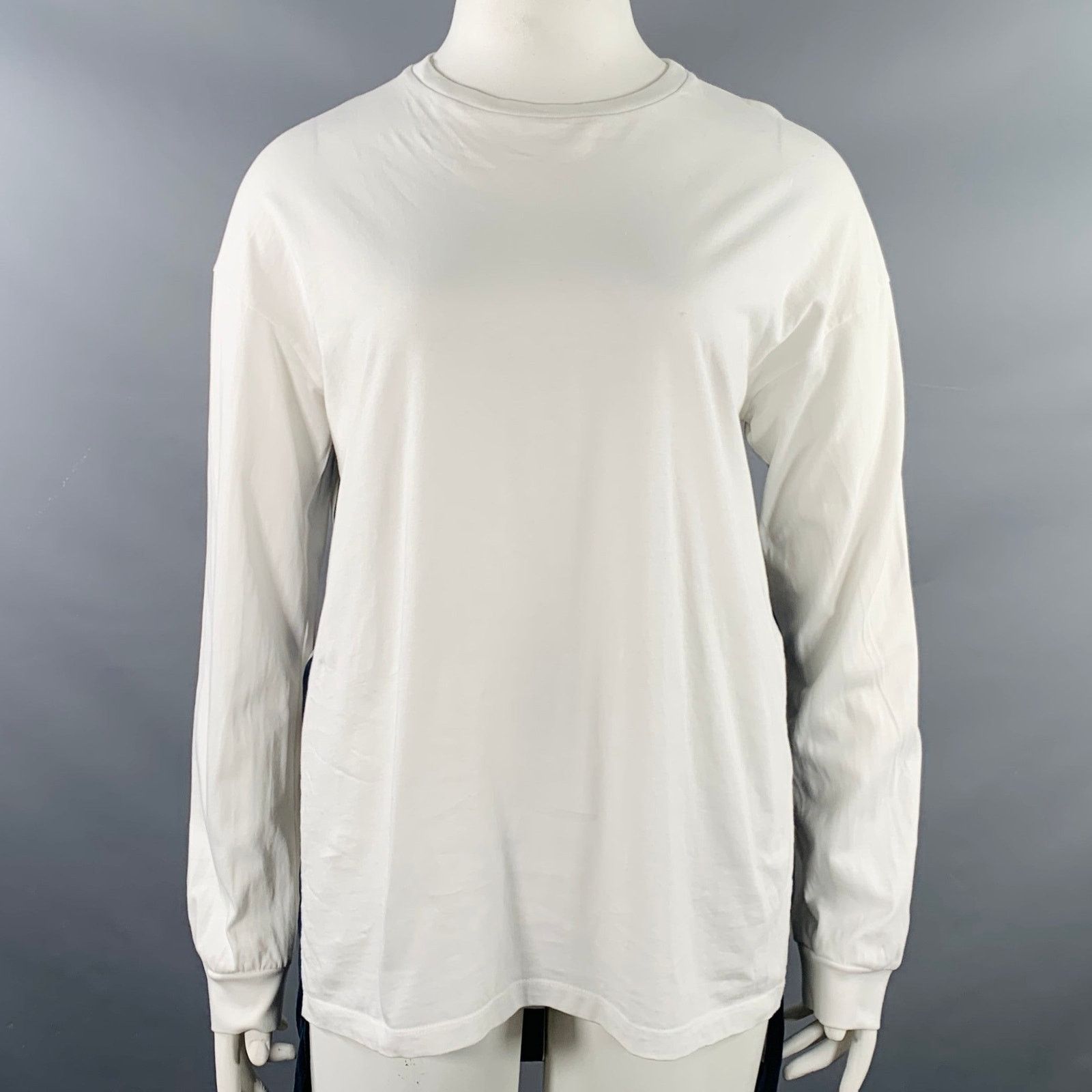Stella McCartney STELLA McCARTNEY L White Burgundy Navy Cotton Logo Pullover Size L / US 10 / IT 46 - 1 Thumbnail
